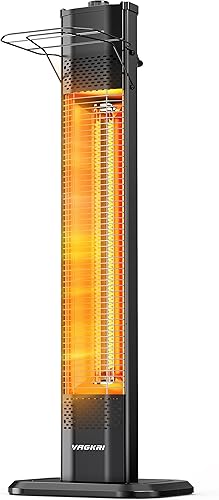 Miniatura 8 de VAGKRI Calentador infrarrojo para exteriores de 36 pulgadas, calentador de espacio de 1500 W con 3 niveles de calor, protección contra