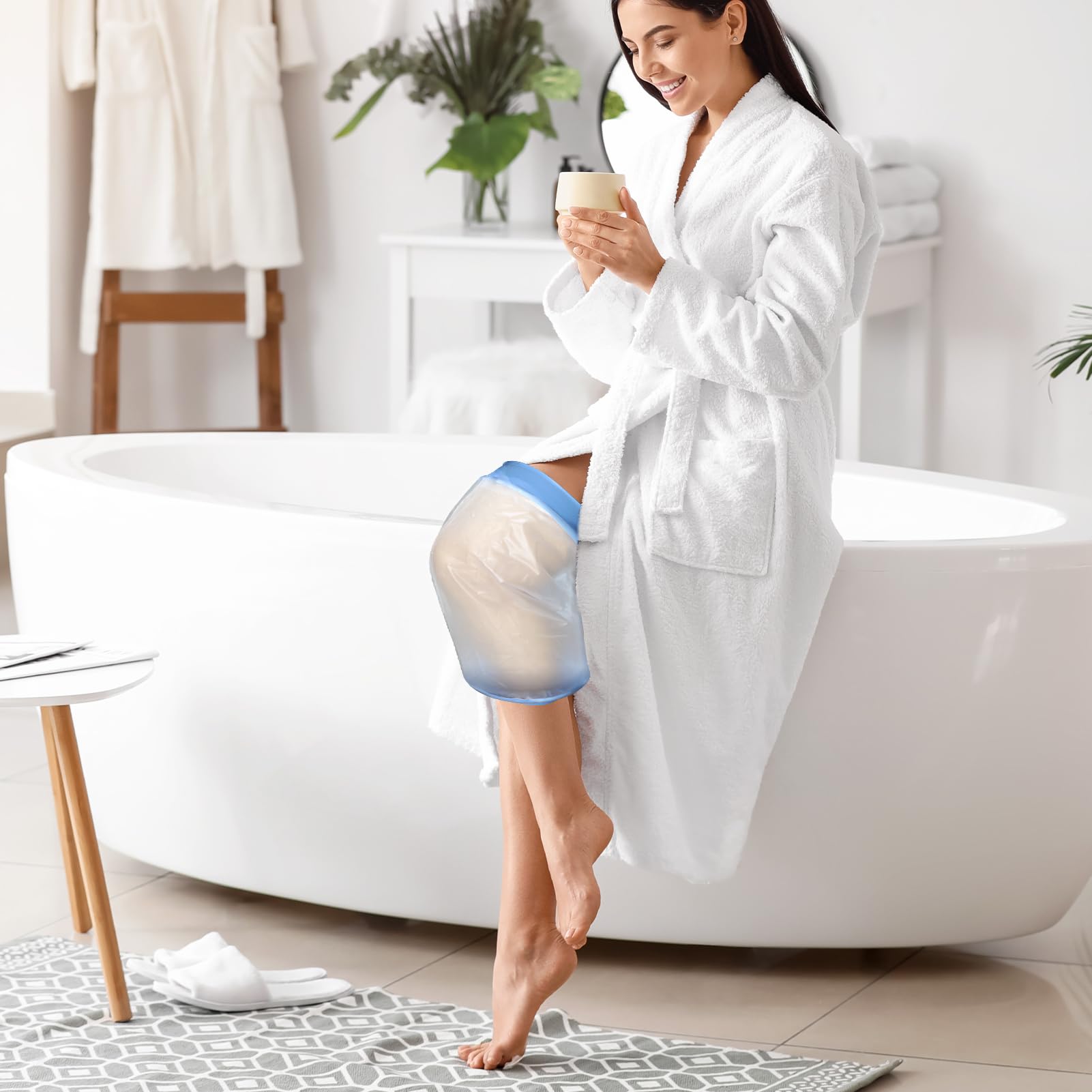 Blu Impermeabile Gesso Protezione Ginocchia, Protezione Gesso Impermeabile Gamba, Protezione Gamba Durante il bagno, Riutilizzabile, Benda, Protezione Doccia Piedi per Gambe rotte,