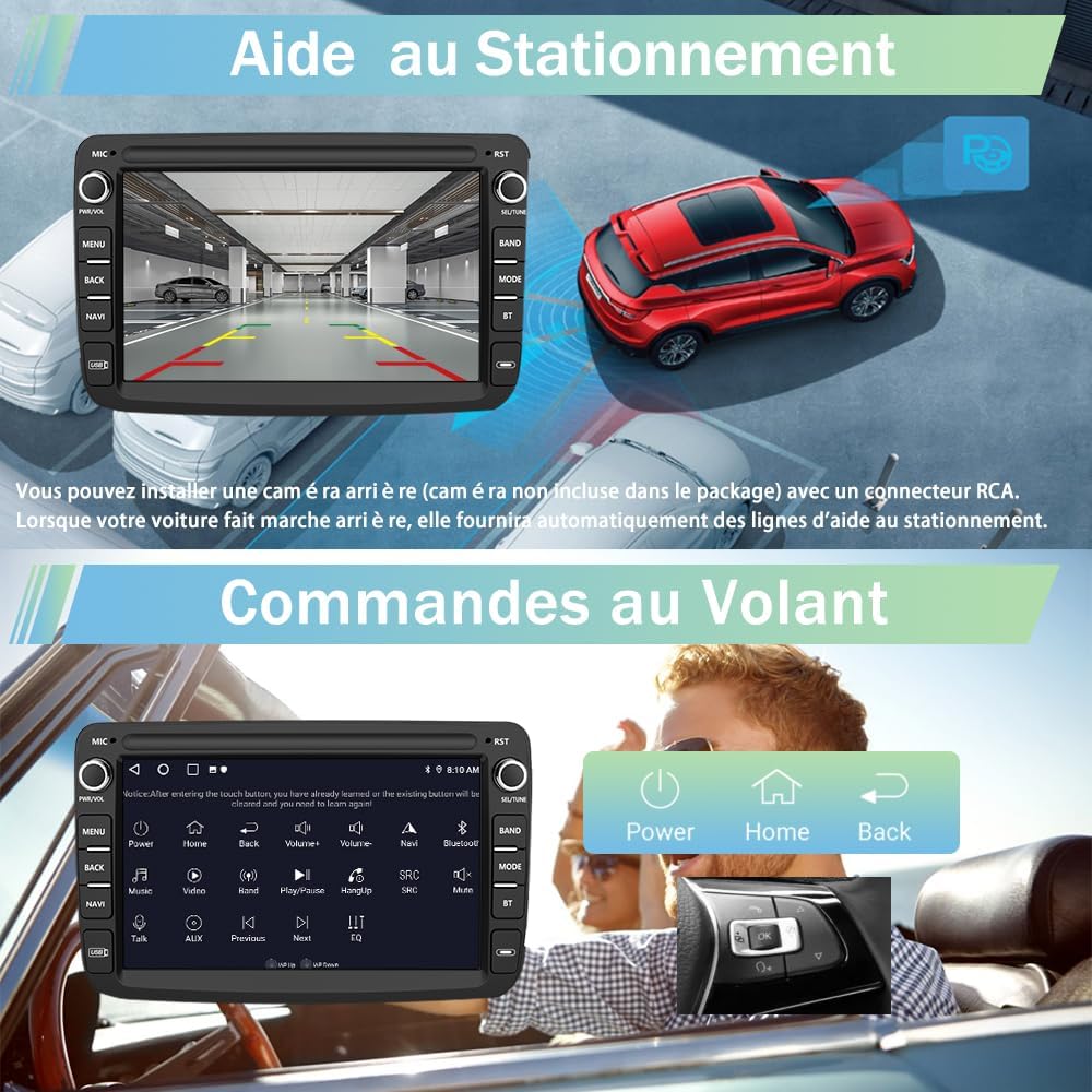 Parking assistance display and steering wheel control interface