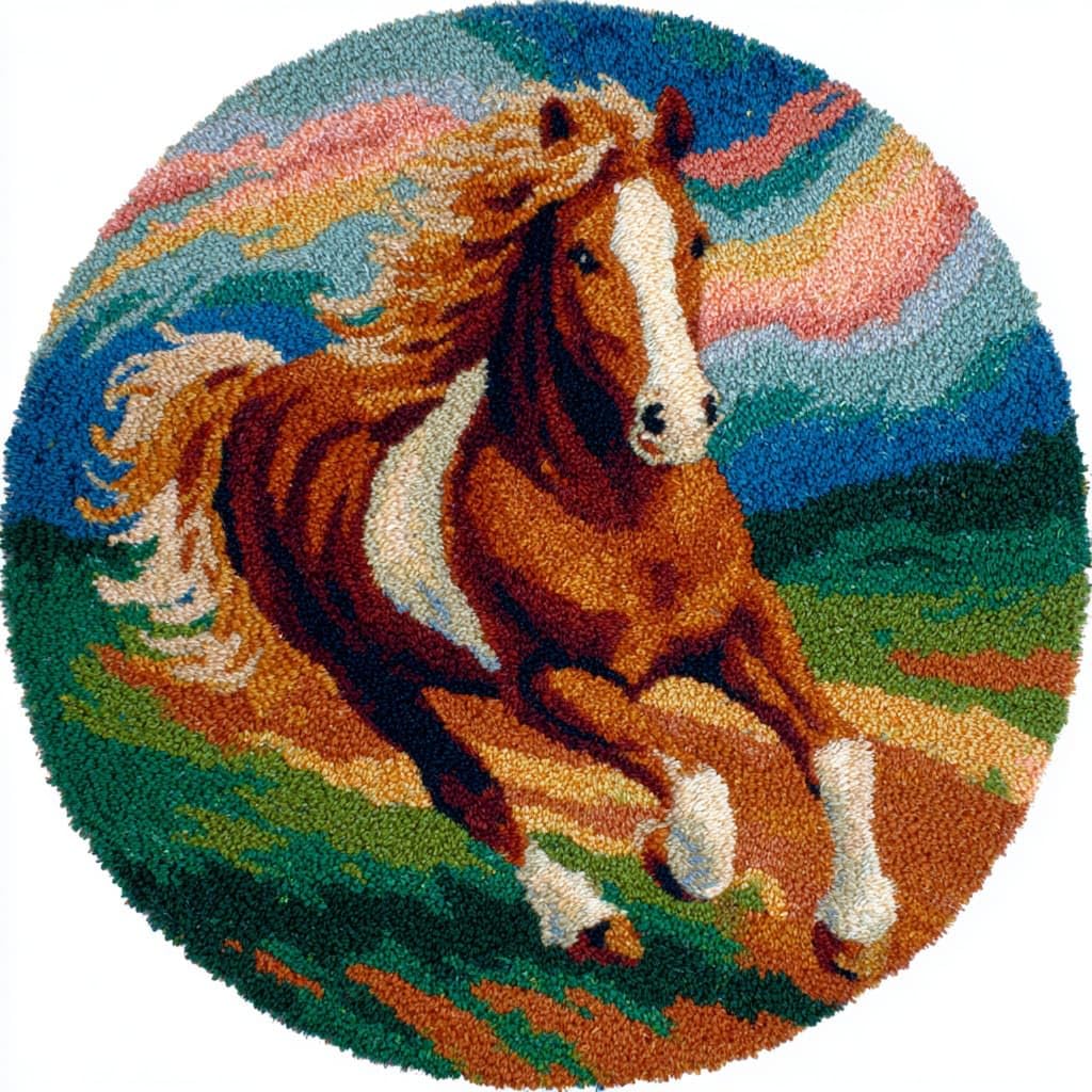 AMBATTERY Latch Hook Rug Kit Latch Hook Kits,Animal Horse