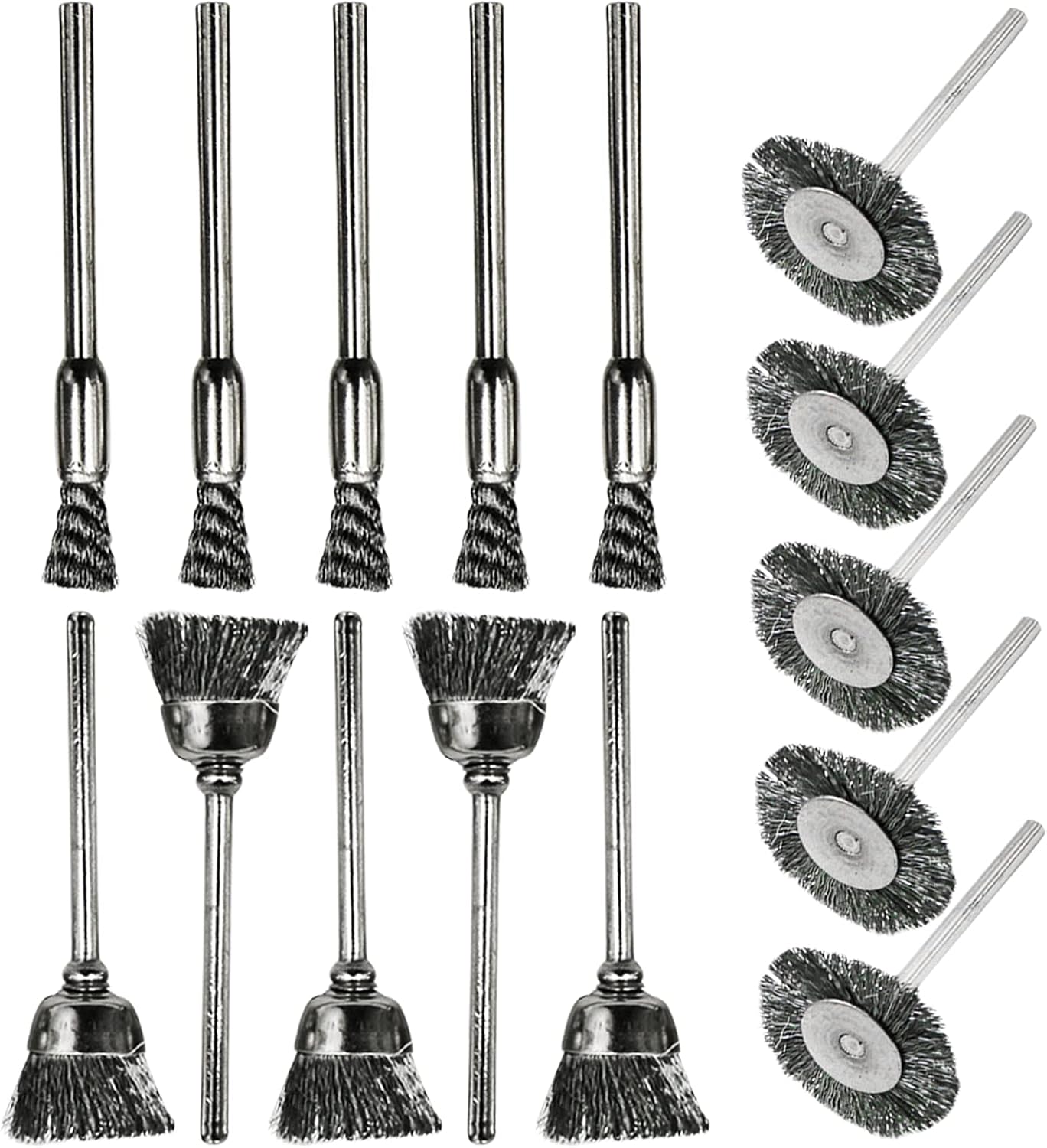 GmeDhc Metal Wire Brush Drill Set, 15 Pieces Wire Brushes for Cleaning