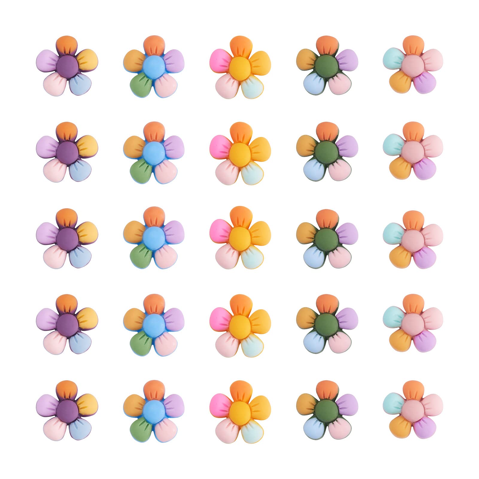 Fashewelry 60pcs Resin Flower Cabochons Colorful Floral Charms Flatback Tiny Daisy Embellishments for DIY Phone Case Photo Frame Decorations — image 1