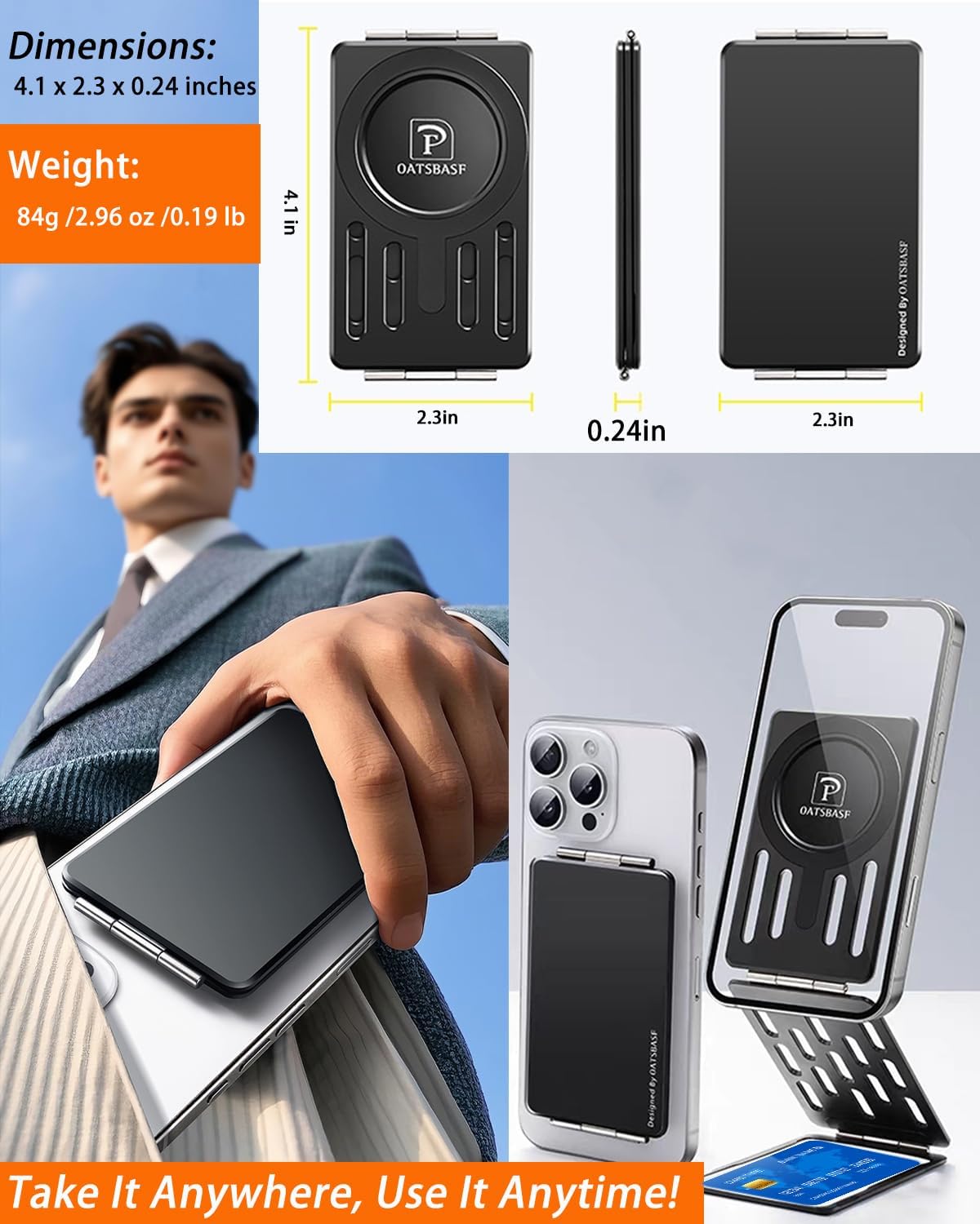 magsafe Phone Stand Tri-Fold Phone Credit Card Holder – Premium Aluminum Alloy, Adjustable Viewing Angles, Portable Phone Holder for iPhone17 16 Pro Max 15 14 13 12 Plus - Image 5