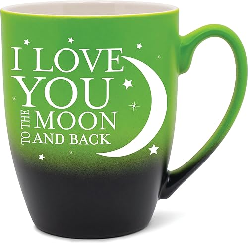 Miniatura 7 de Elanze Designs Love You Moon And Back - Taza de café de cerámica de cerámica de 12 onzas, color amarillo mate y blanco, dos tonos degradados