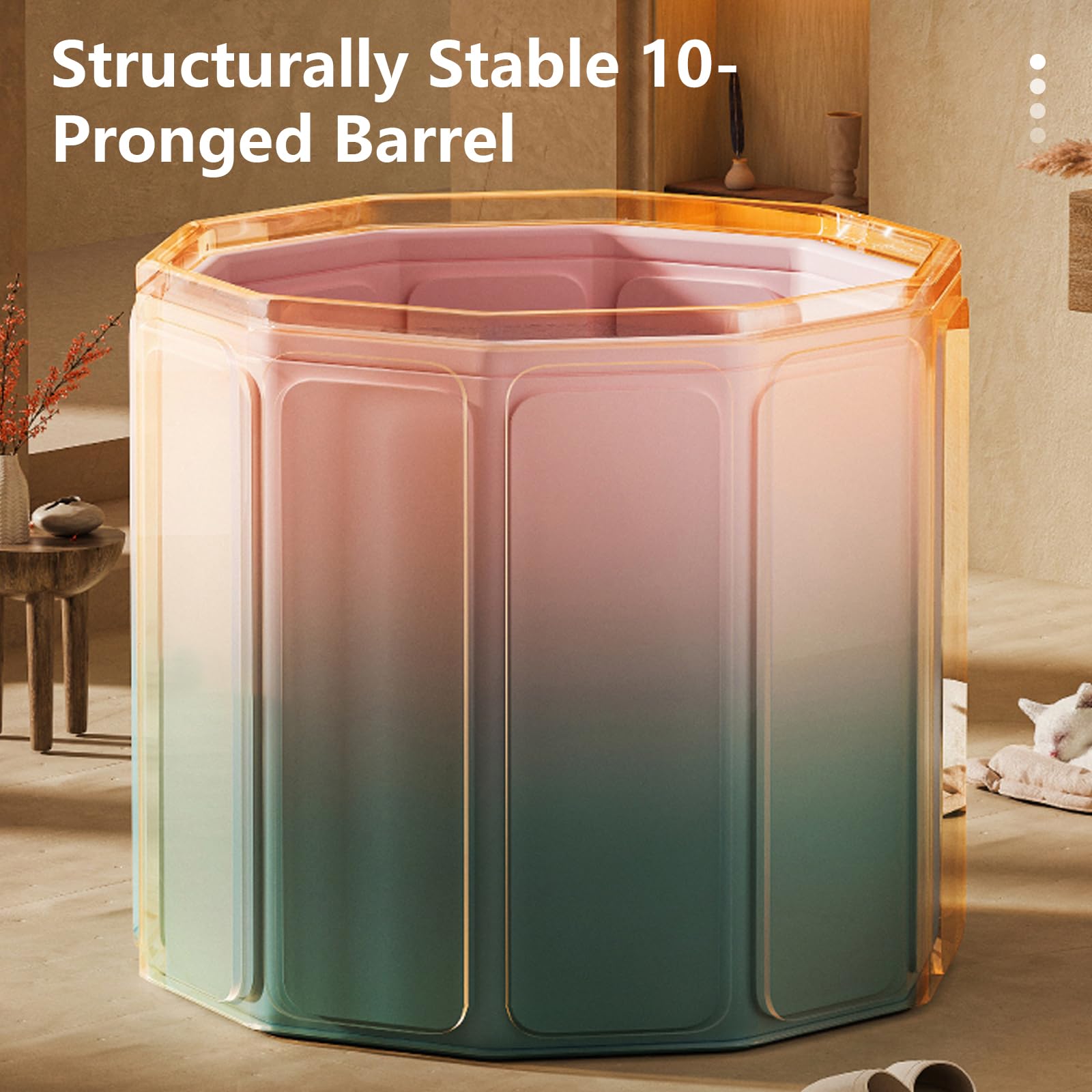 Vasca da bagno pieghevole da 70 cm, portatile, 5 strati, isolata, per adulti, non gonfiabile, con doppio scarico (B)