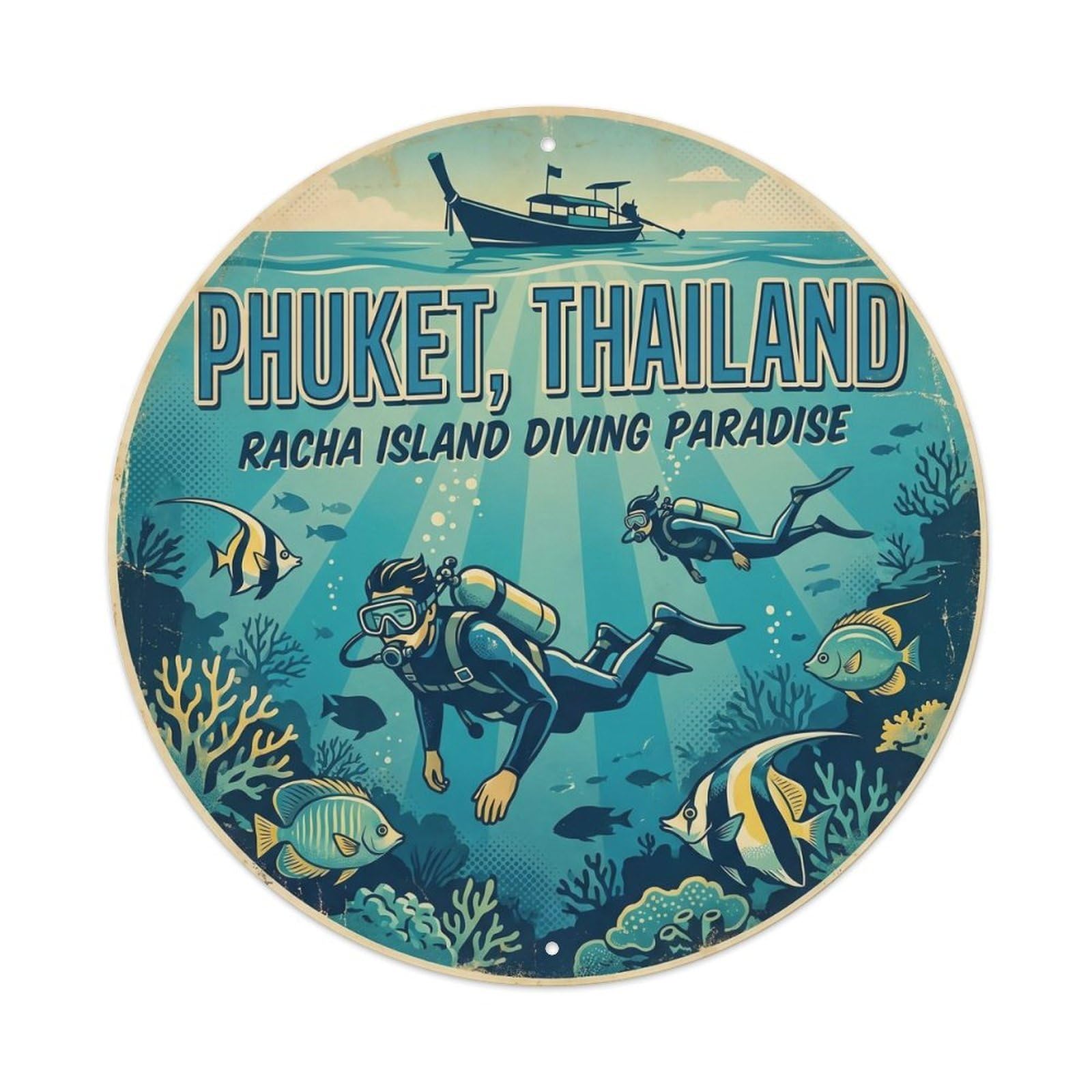 Odgynaw 8X8inch(20X20cm) Phuket Racha Island Ocean Coast Resort Southeast Asia Metal Tin Sign