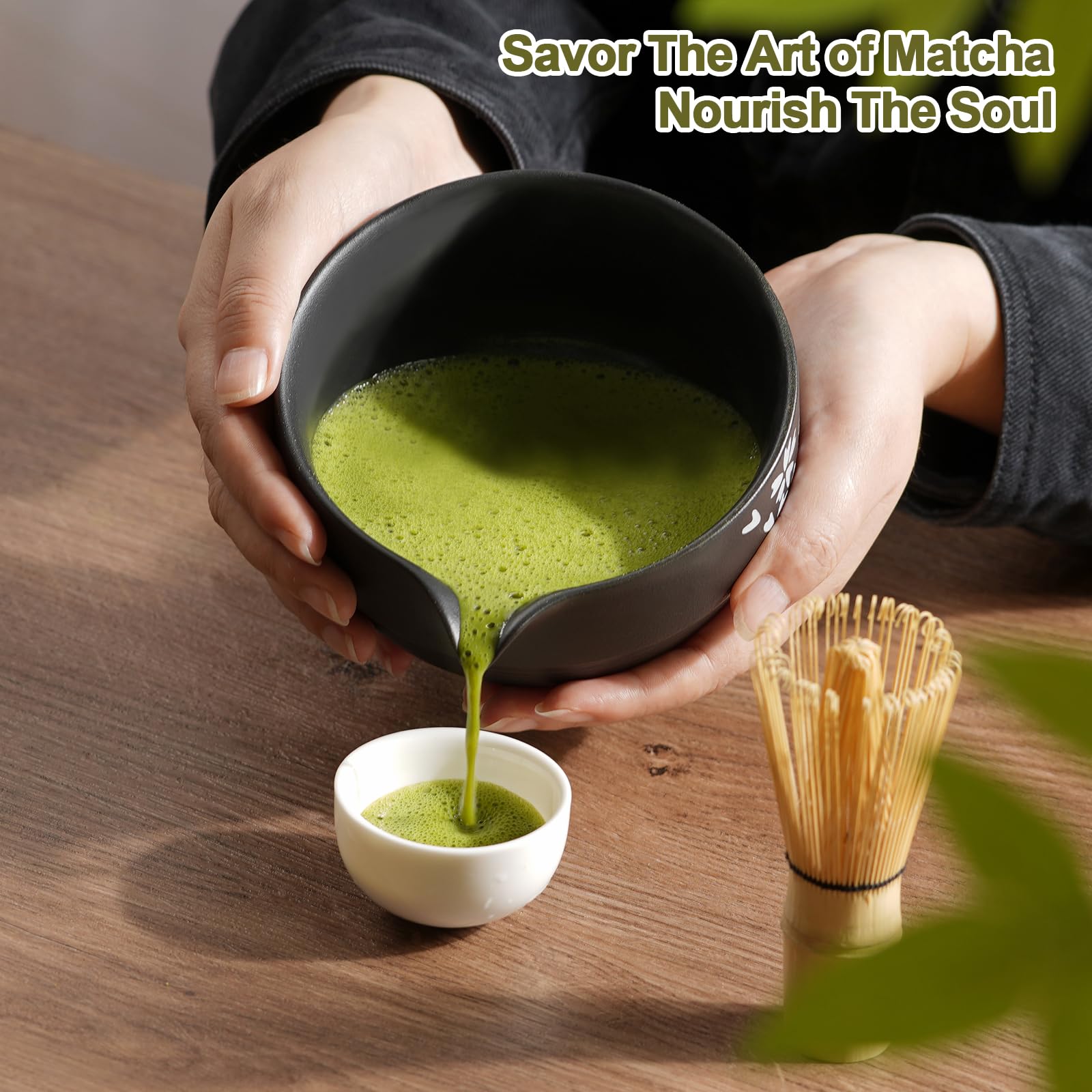 Zestaw Matcha | Zestaw do herbaty Matcha | Miska Matcha z dzióbkiem | akcesoria matcha 8-częściowe do ceremonii Matcha i Latte, prezent MatchaTea dla miłośników Matcha