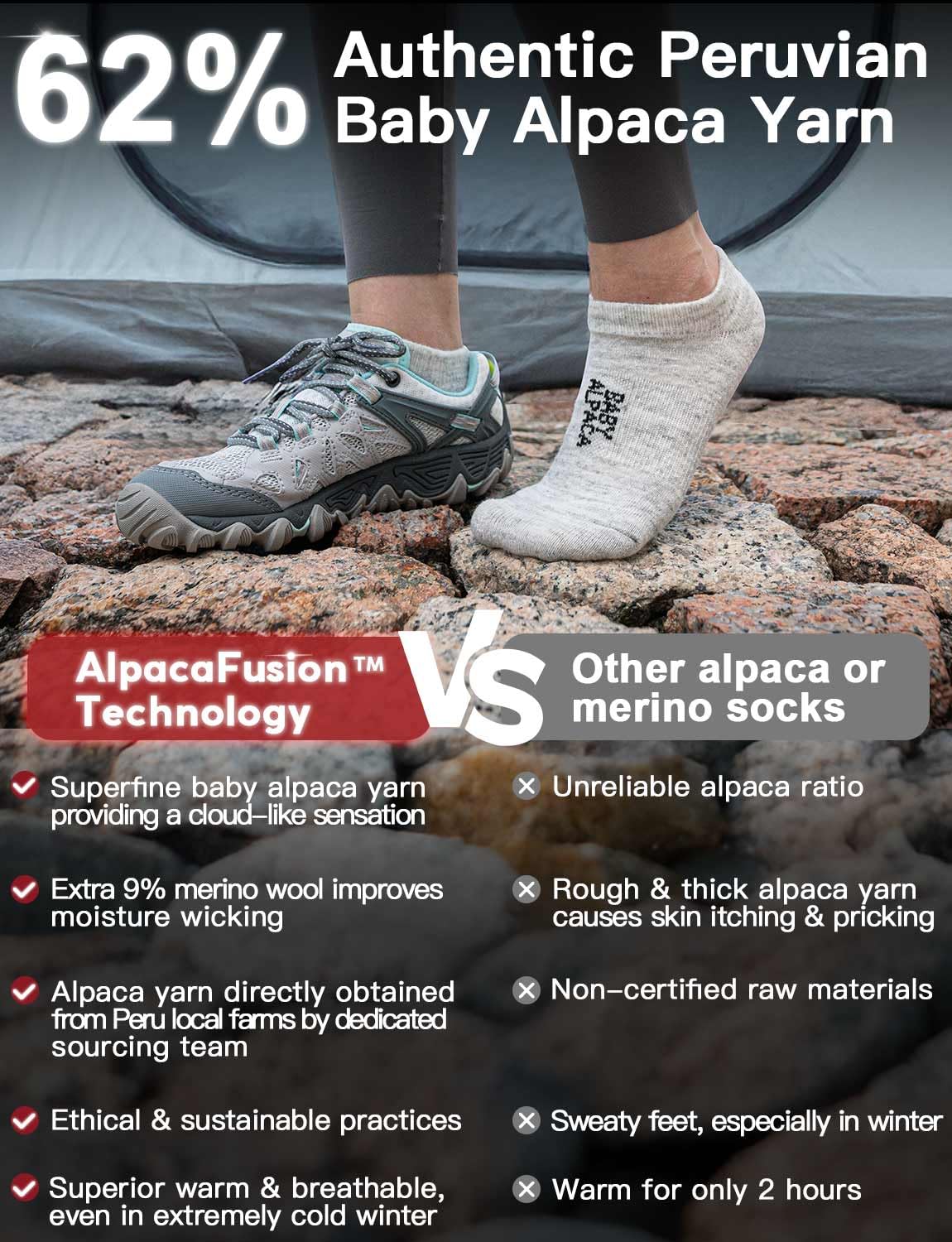 Juclise Calcetines de lana de alpaca para cualquier temporada, de peso medio, merino, para exteriores, para hombres y mujeres, absorben la humedad, para senderismo, acolchados, transpirables, Pebble