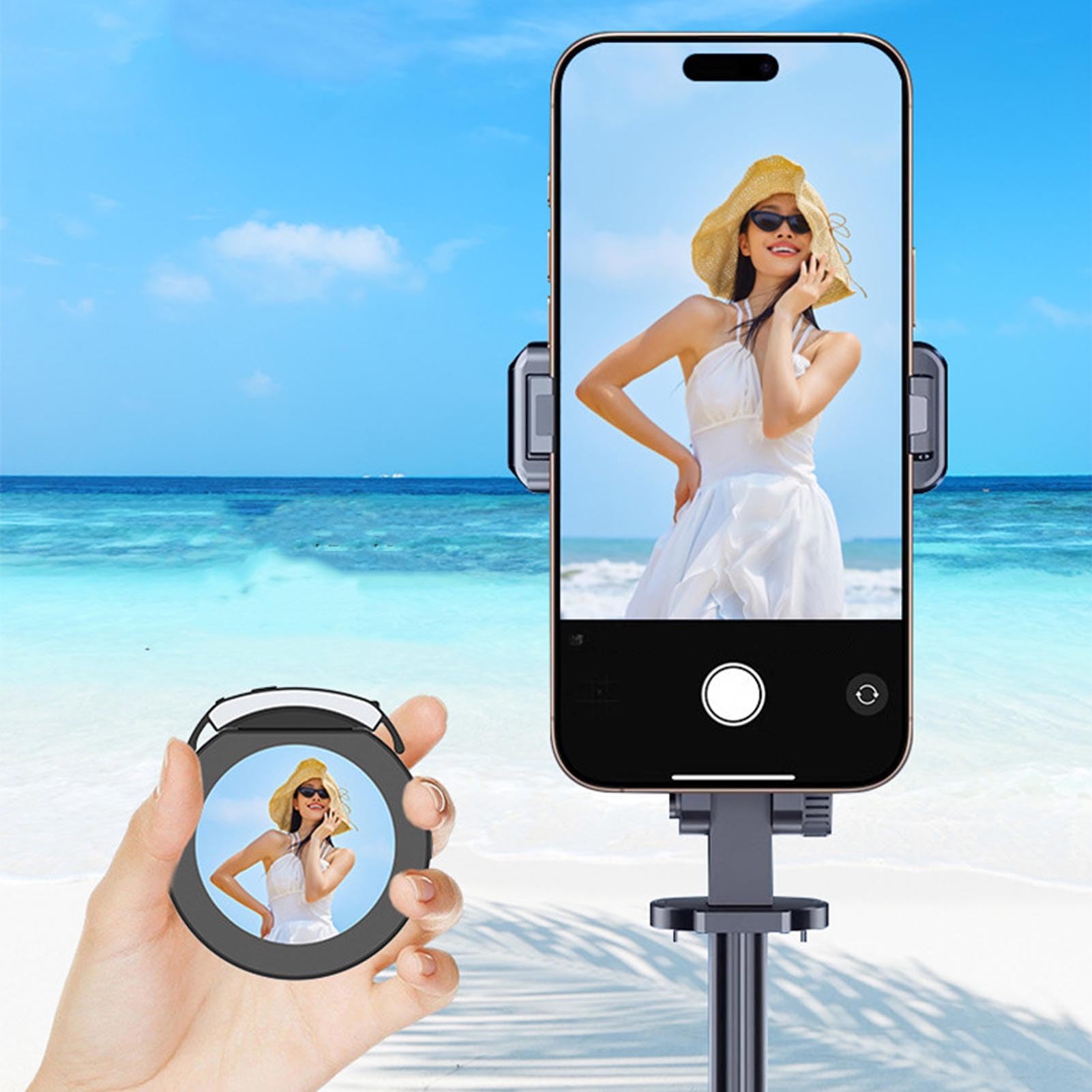 Luocute Schermo Selfie Magnetico per Telefono, Monitor Fotocamera Posteriore Wireless da 2,1 Pollici con Telecomando BT, Kit Video Fotografici per Telefono Cellulare per Vlog Live