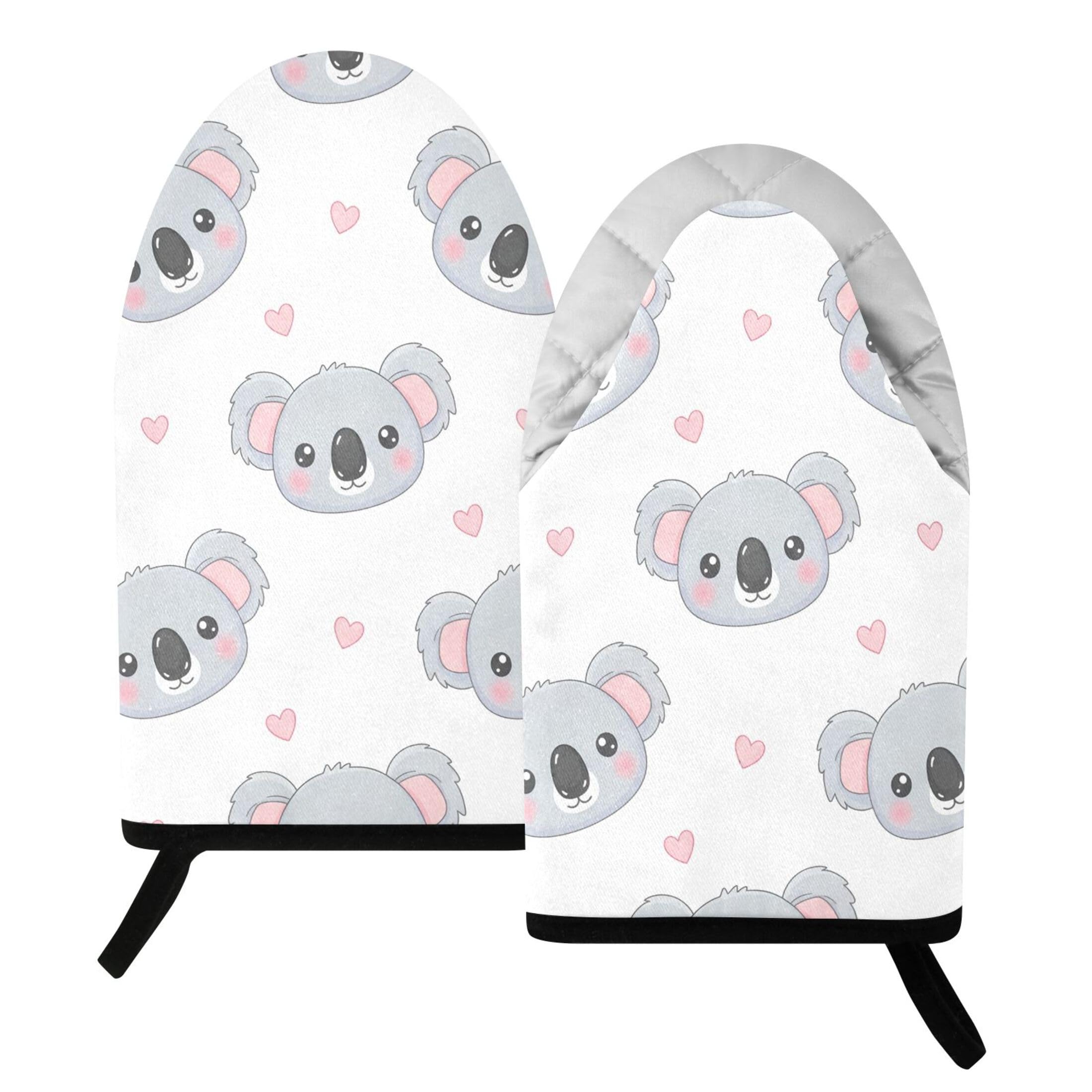 Kutsu Koala Oven Mitts for Kitchen, Heat Resistant Cotton Oven Gloves for BBQ Baking Cooking, Breathable Kitchen Essentials, 2 pcs