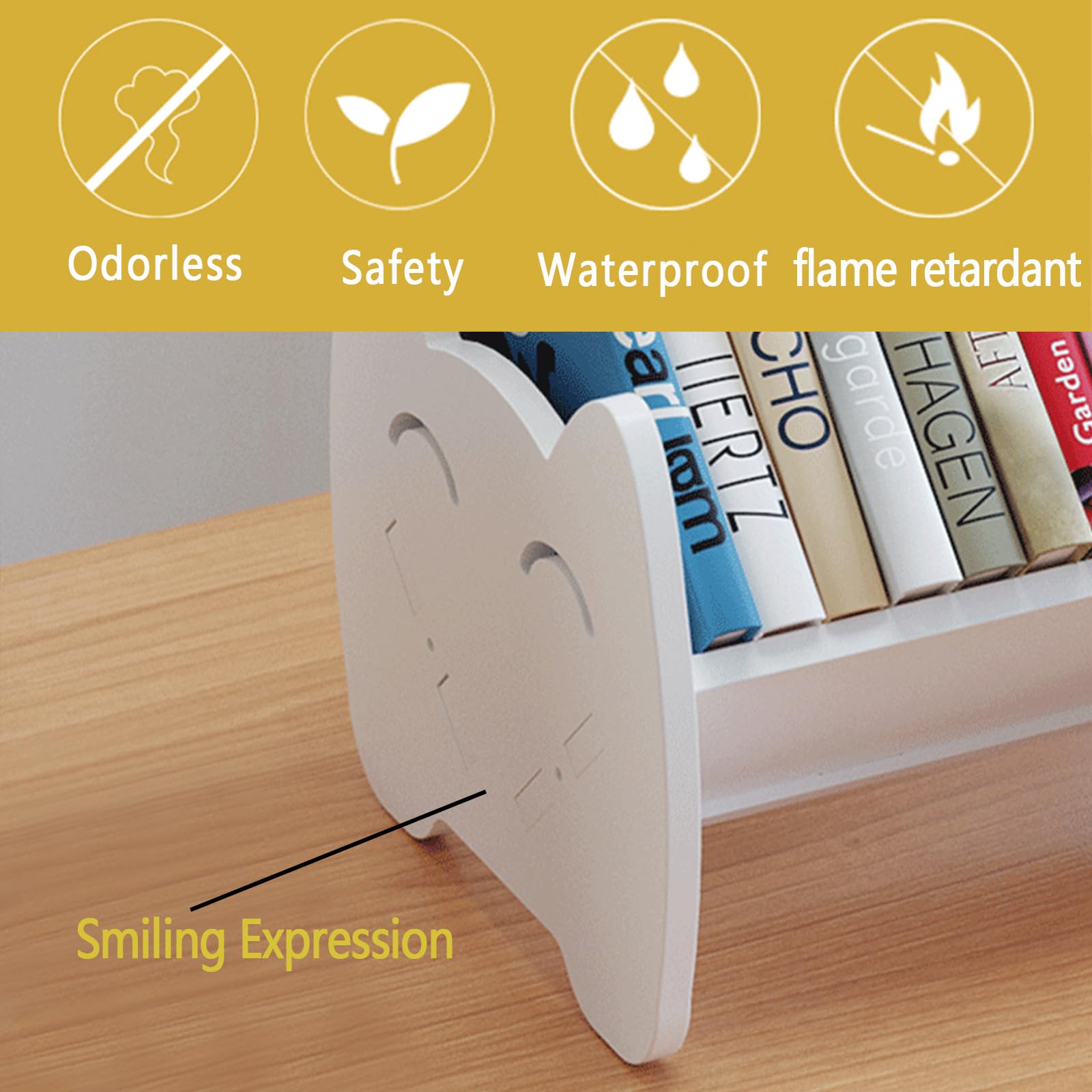 Estantería para niños, mini estantería de escritorio con estante inclinado para escritorio, estante de mesa y estante de almacenamiento en sala de estar, oficina, hogar 5