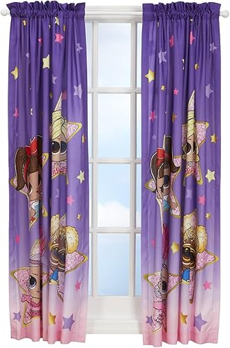 LOL Surprise! Juego de 2 paneles de cortinas para ventana de dormitorio infantil, 63 pulgadas de largo, color morado LOL Surprise! Juego de 2 paneles de cortinas para ventana de dormitorio infantil, 63 pulgadas de largo, color morado