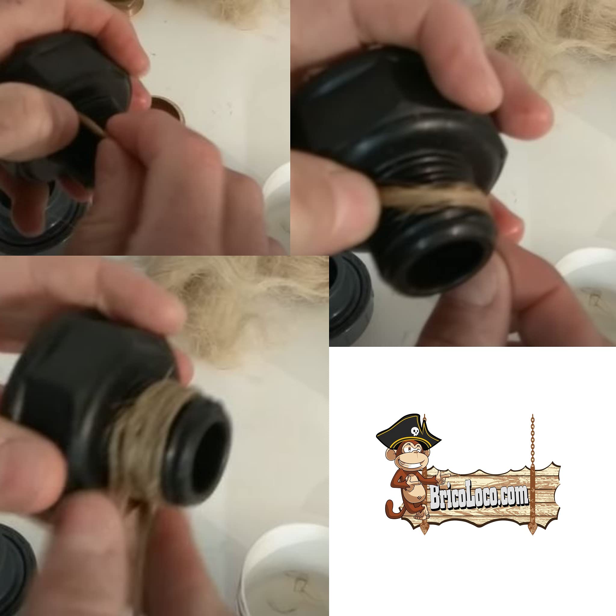 Bricoloco Gewindedichtung, zur Vermeidung von Auslaufen, 200 g, Hanf-Spartment zur Dichtung, umweltfreundlich, biologisch abbaubar, 6 Stück