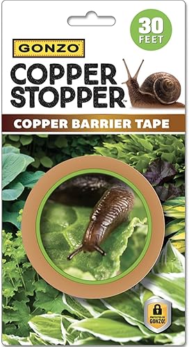 GONZO Cinta de barrera de cobre para babosas y caracoles de 30 pies, repelente no tóxico de babosas y caracoles, seguro para mascotas, protectores