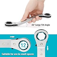 Vista 5 de DuraTech - Juego de llaves de trinquete reversibles con extremo de caja de doble compensación, métrico, resistente, chapado en cromo mate, torcida