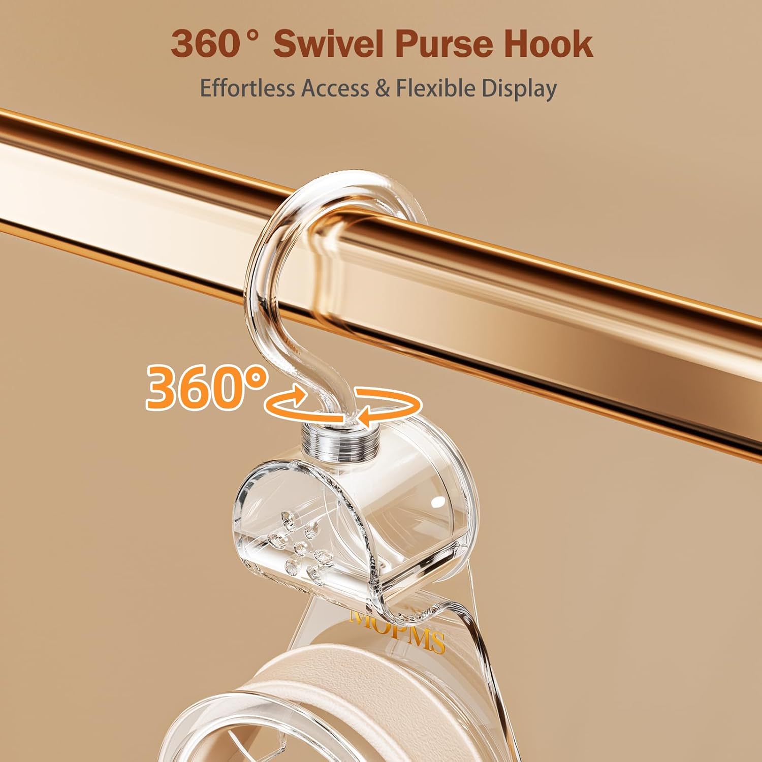 3 Pieces Clear Purse Hanger Closet, Luxury Crystal Bag Hangers Hooks with 360-Degree Rotation, Durable Handbag Backpack Purse Organizer for Closet