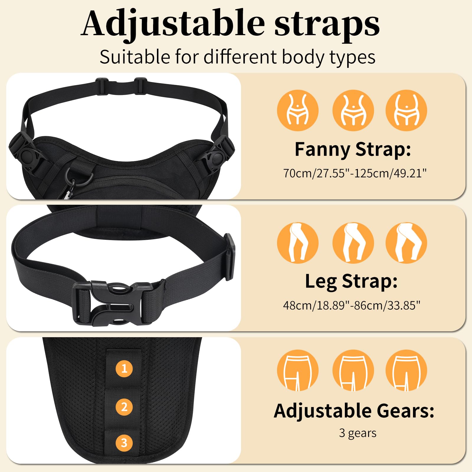 Marsupio da Gamba Moto Uomo e Donna Espandibile Borsa da Gamba con 2 Riflettente Marsupio Cosciale Borsello Sportivo con Multitache per Trekking Ciclismo Viaggio Campeggio Pesca (nero)
