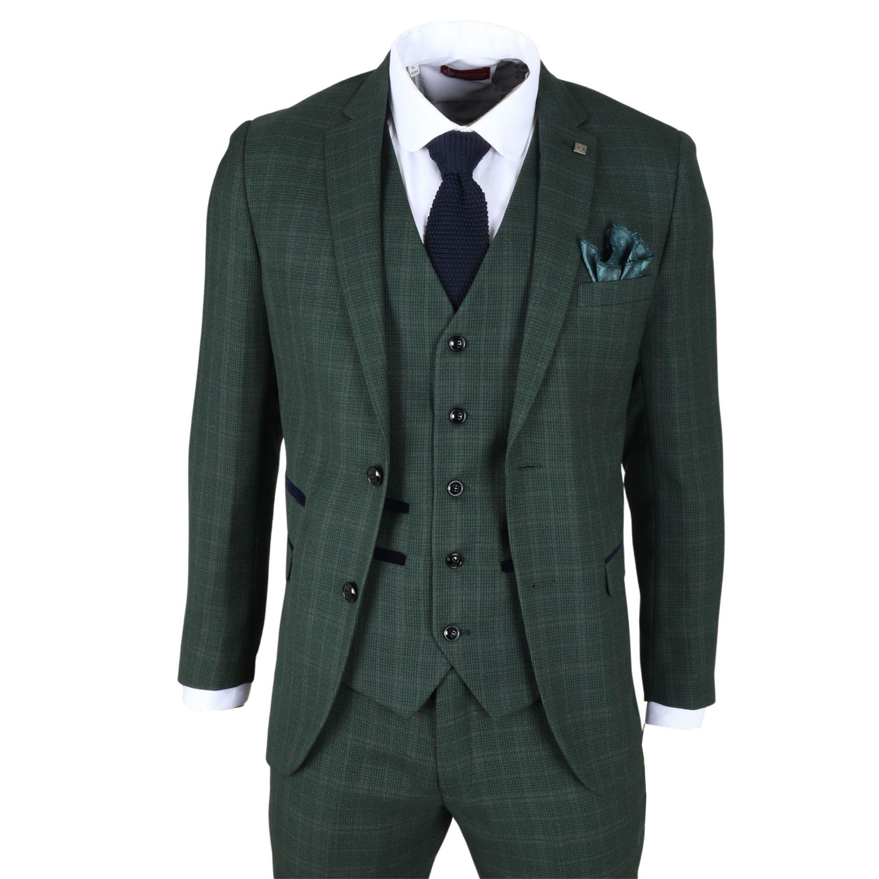 TruClothing Men's Blazer Green Checked Tailored Fit Formal Suit Jacket - Green 46