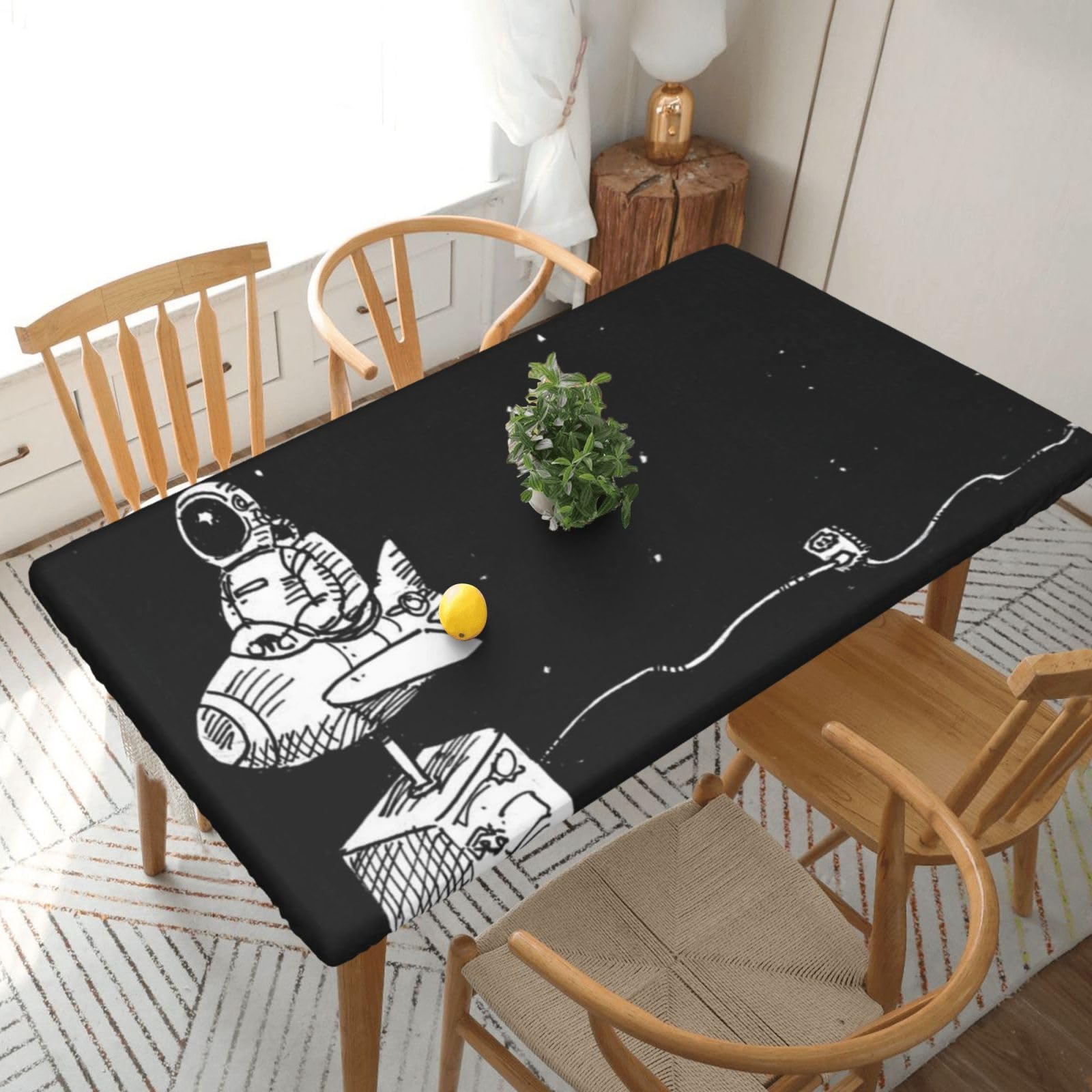 BNVSADC Astronaut galaxy trippy Printed 5FT Tablecloth Polyester Kitchen Water Resistant Table Cloth Dining Table Decoration Table Covers, 152x76 CM