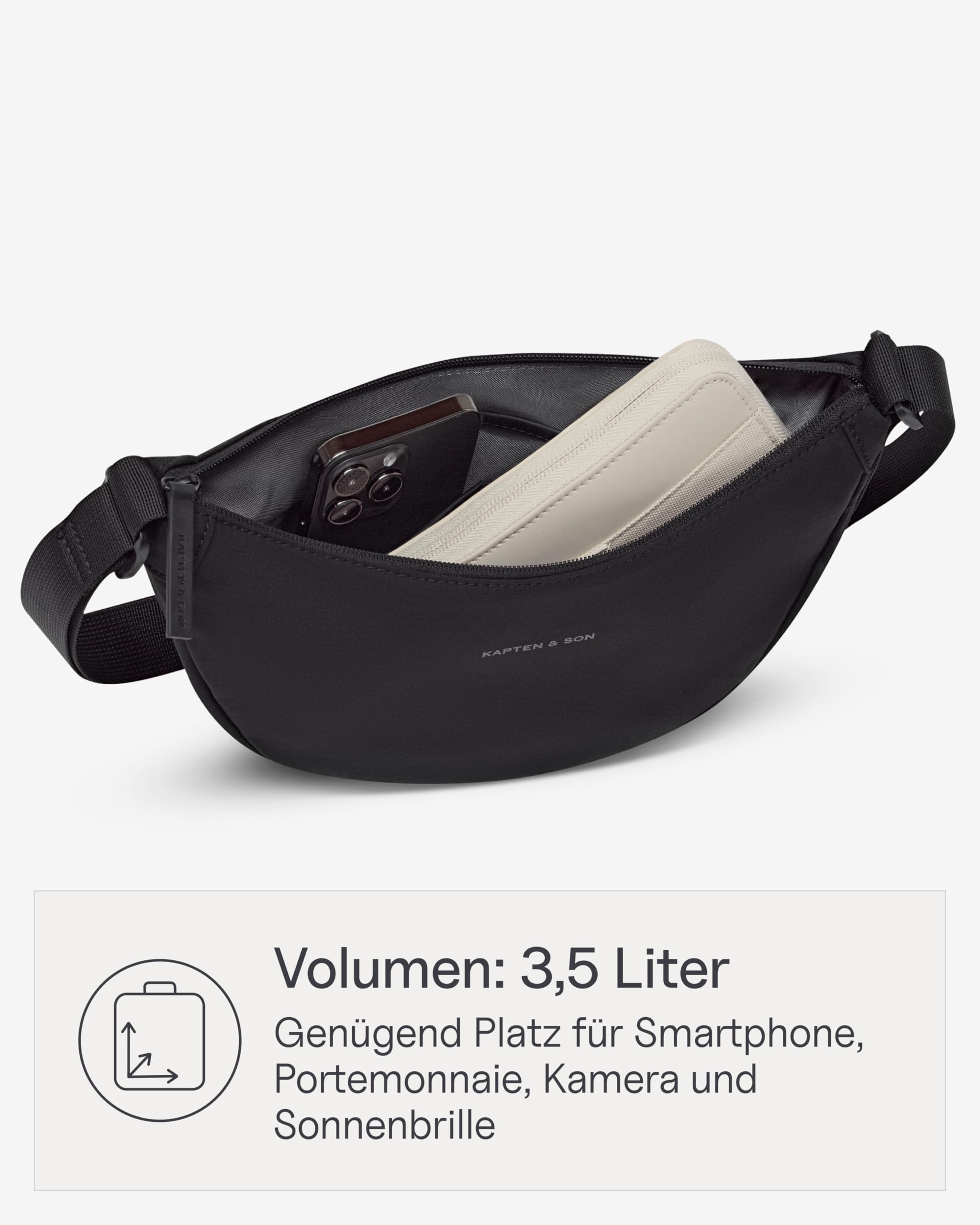 Kapten & Son Moon Bag 3,5L | Bauchtasche Damen & Herren | Crossbody Bag Damen mit längenverstellbarem Gurt & Anti-Diebstahlfach | Umhängetasche wasserabweisend | ideal für Reisen, Festival & Alltag