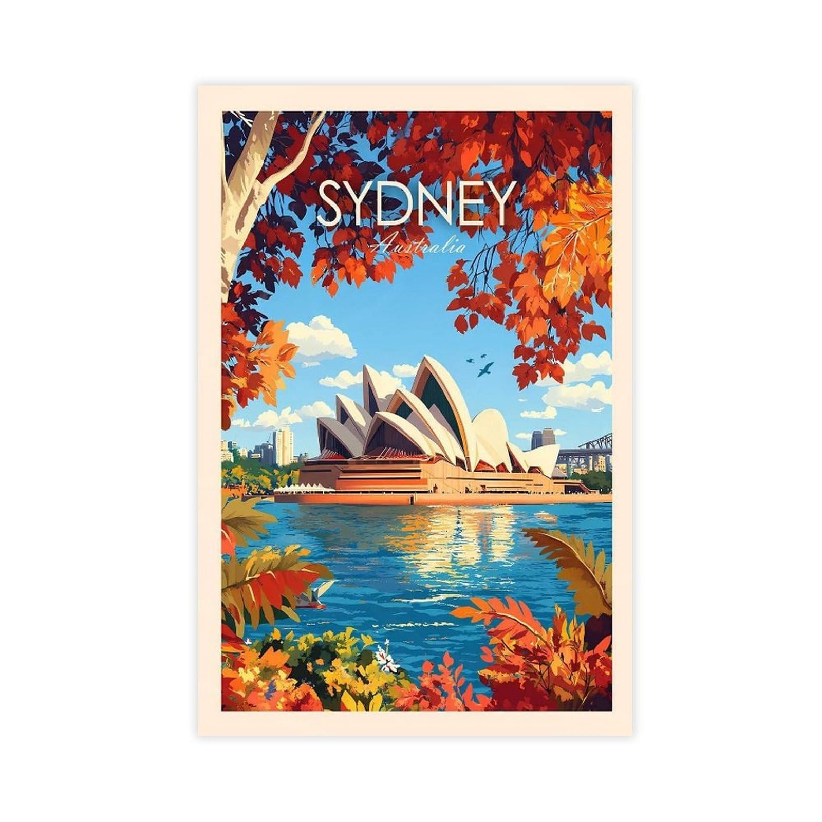Qogdaf Sydney Australia Opera House Canvas Poster Wall Art Decor Print Picture Paintings For Living Room Bedroom Decoration 16X24inch(40X60cm)