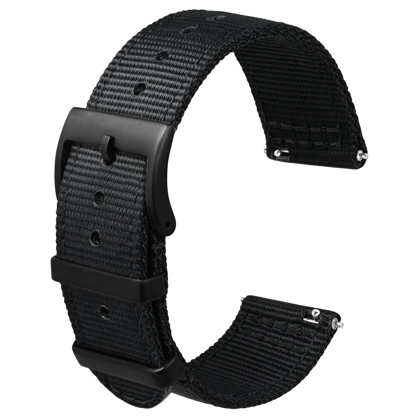 ANBEER Correa de reloj de nylon de dos piezas y cierre rápido con hebilla de metal, pulsera de reloj de nylon tejido de doble capa
