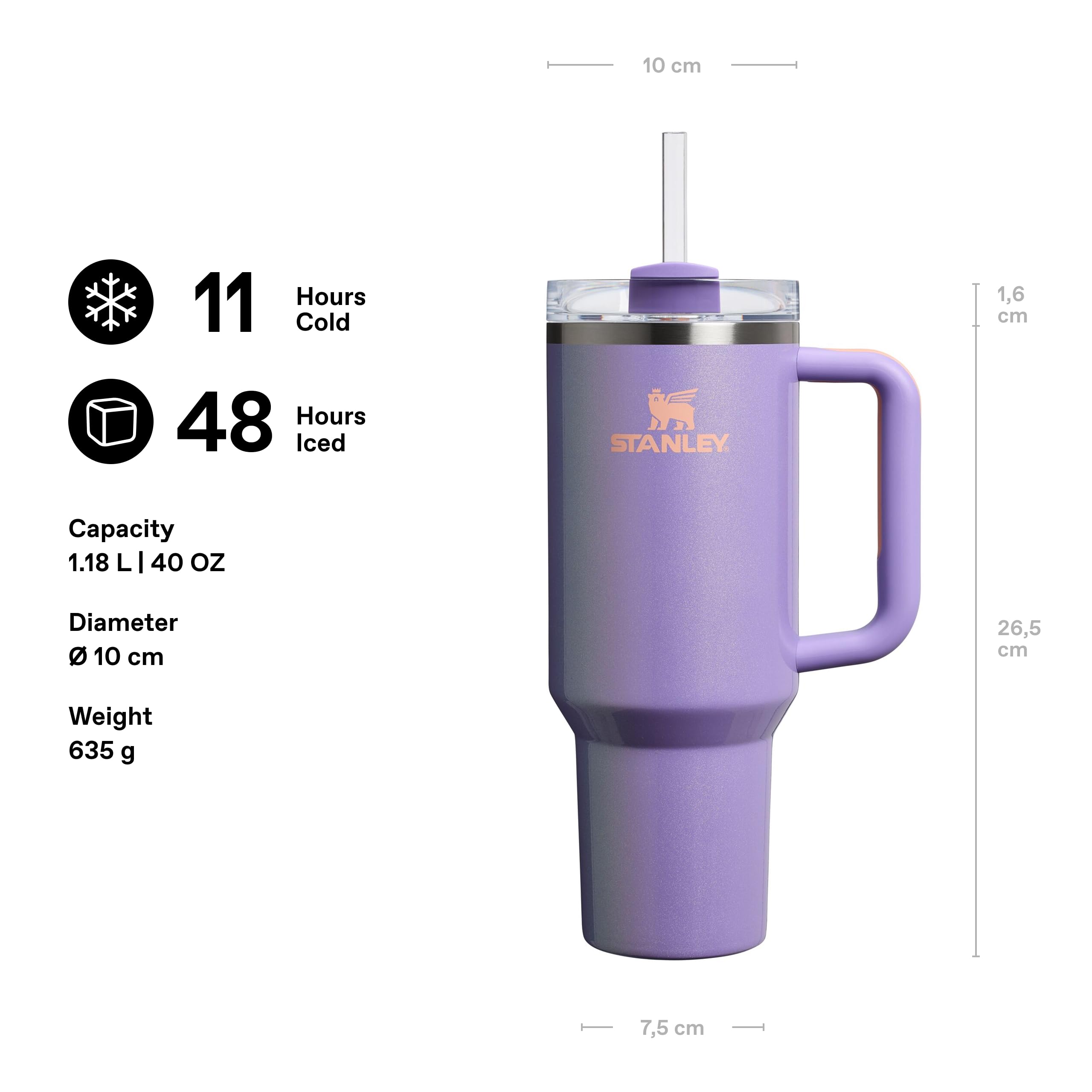 Stanley Quencher H2.0 Flowstate Tumbler 1.2L, Cold for 11 Hours, Iced for 48 Hours, Metal Water Bottle with Straw - Image 3