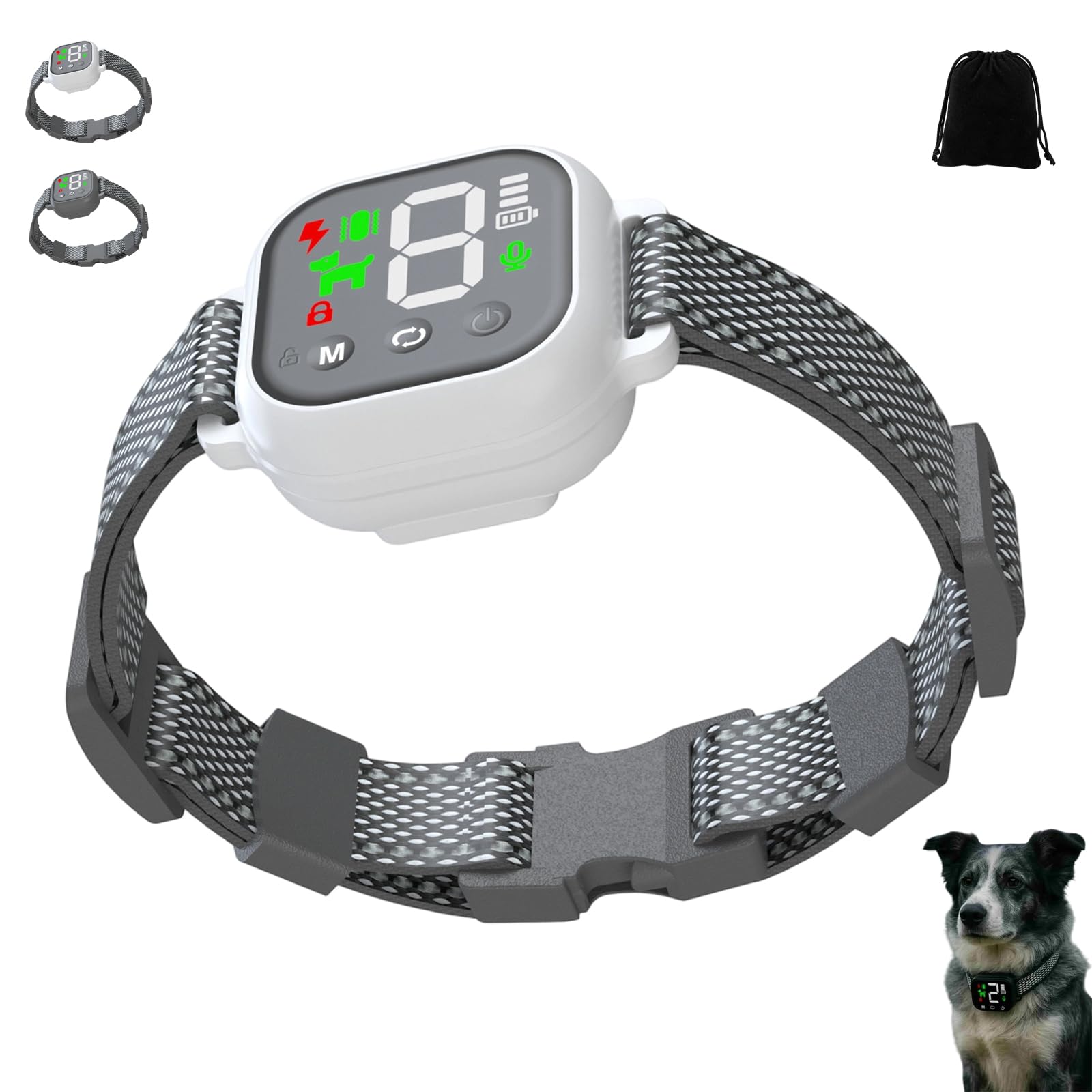 Collar Antiladridos Noobark, Cómodo Y Seguro para Perros, con Descarga Eléctrica, Recargable, 4 Modos Y 8 Niveles De Sensibilidad Ajustables para Diferentes Razas (a)