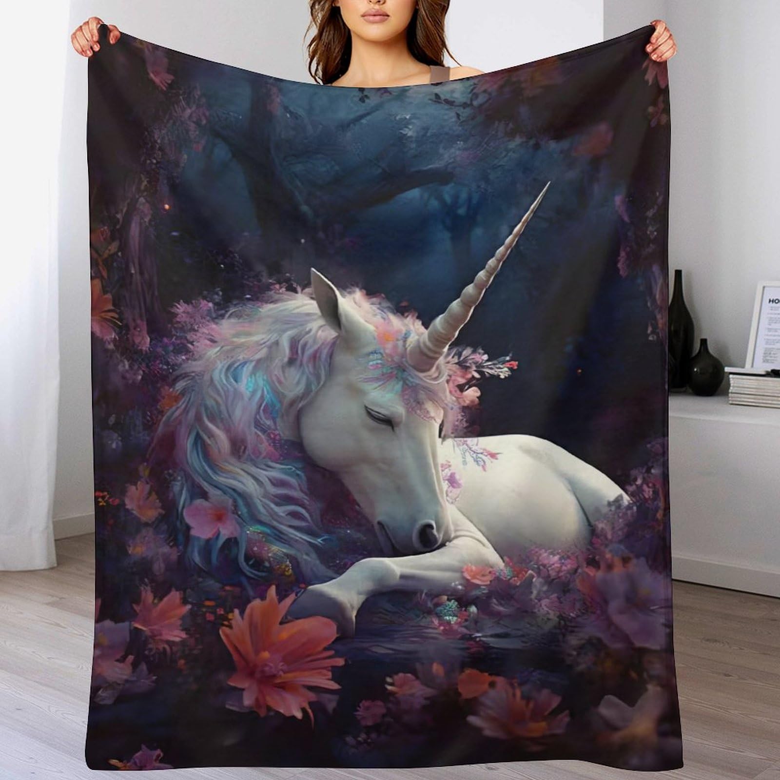 Couverture canapé chaude motif cheval pour vos soirées hiver