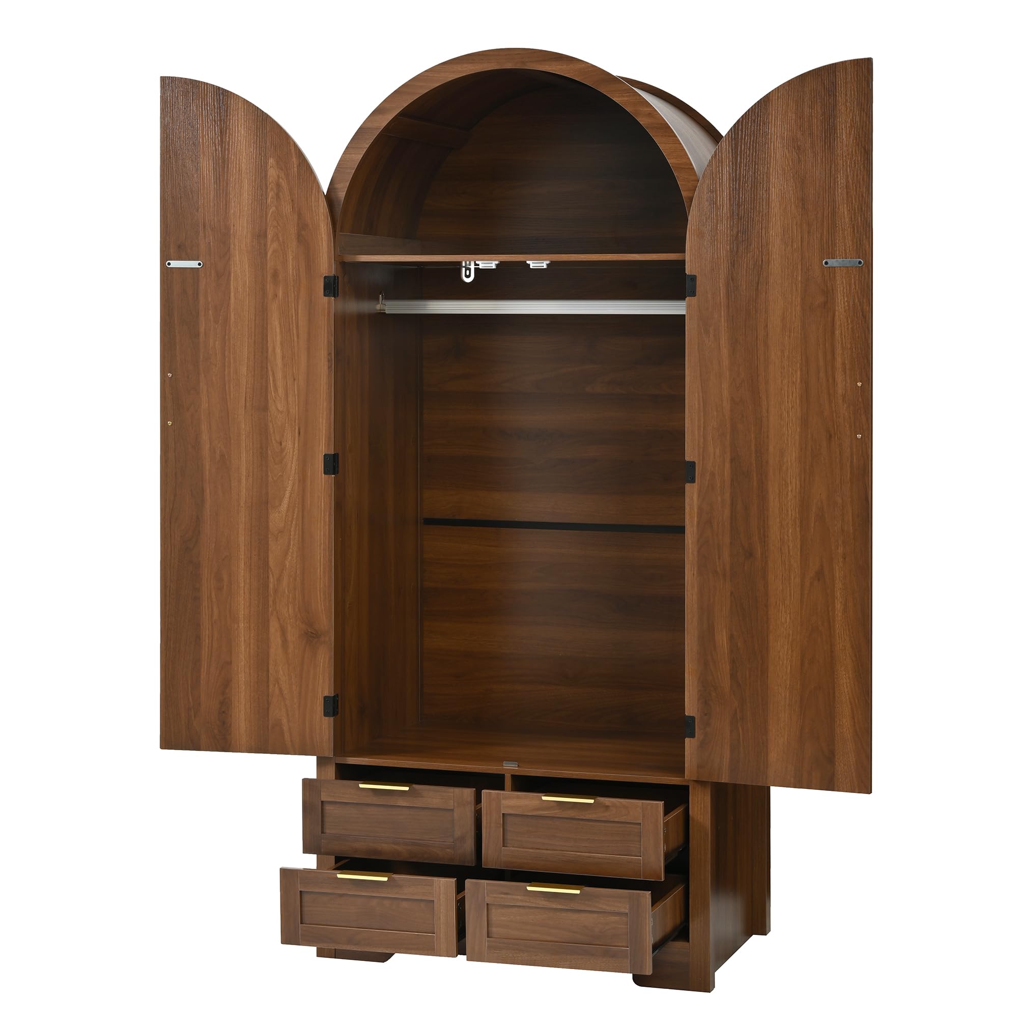 Armario Moderno con Puertas Curvas,Amplio Espacio de Almacenamiento,con Barra para Colgar y cajones,Armario de Lujo,Adecuado para dormitorios y áreas de Entrada (B)