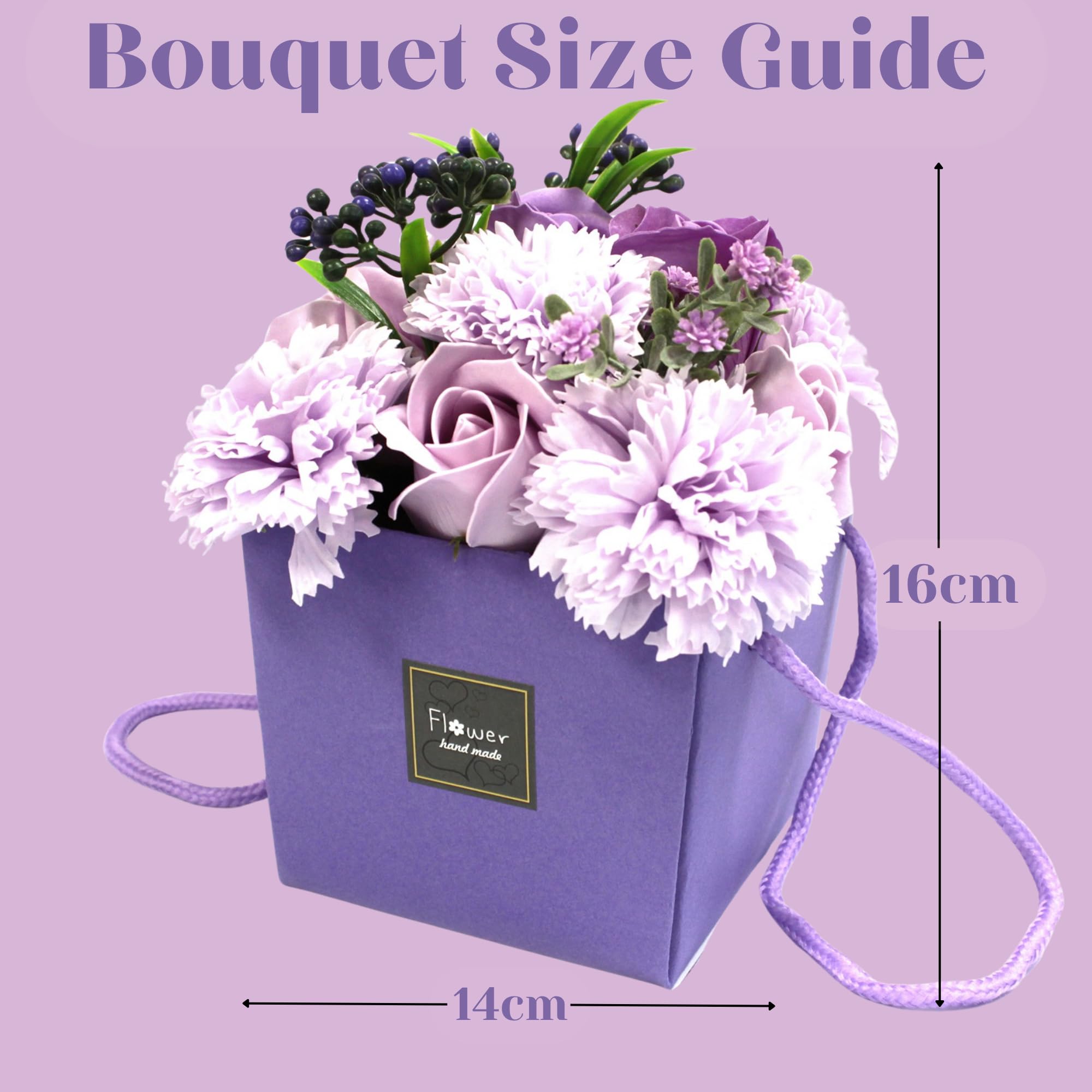 Soap Flower Bouquet Lavender Rose and Carnation Mothers Day Flowers Valentine Flowers For Her and Flower Bouquet For Your Loved Ones - Image 2