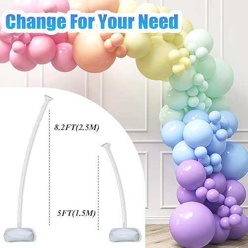 Miniatura 3 de Summer&Kiss Kit de arco de globos de 8.2 pies de alto y 5 pies, forma de doblez libre, soporte de globo de medio arco, soporte de arco de globo de