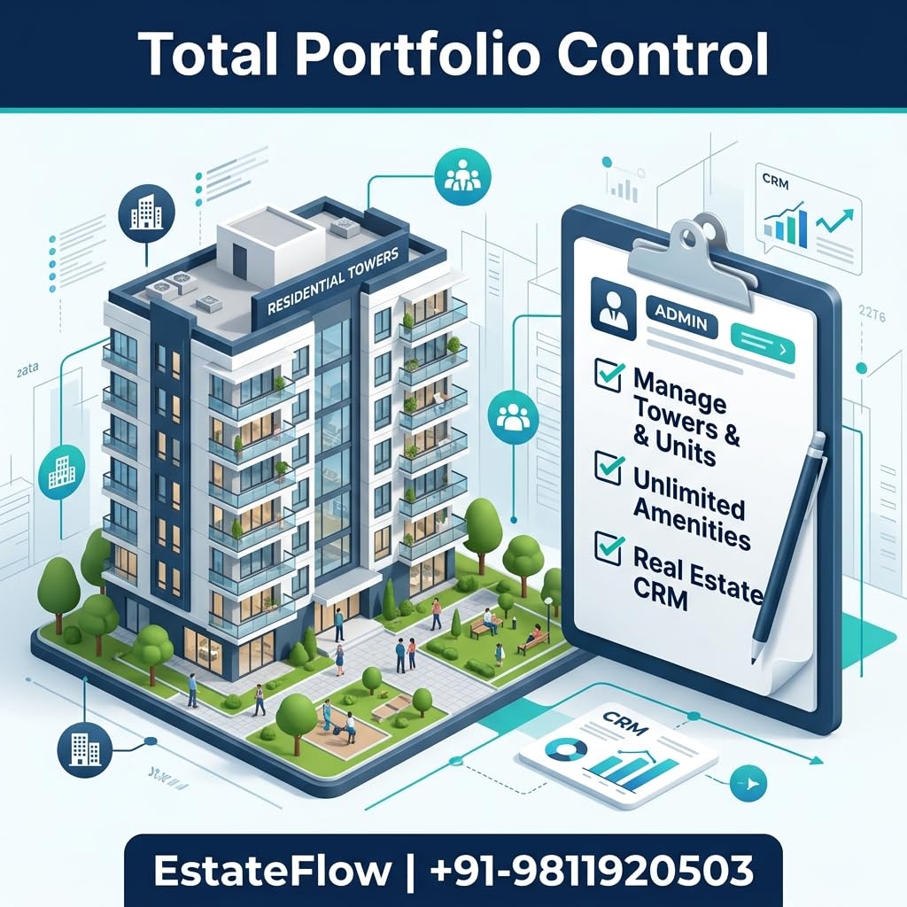 estateflow: premium property management software system | automated rent collection, tenant tracking & lease administration | cloud-based real estate business solution i 1 month subscription i for demo 9811920503 (5 user license) | automated rent collection, free whatsapp reminders, lease & document vault, real-time dashboards, multi-property tracking.