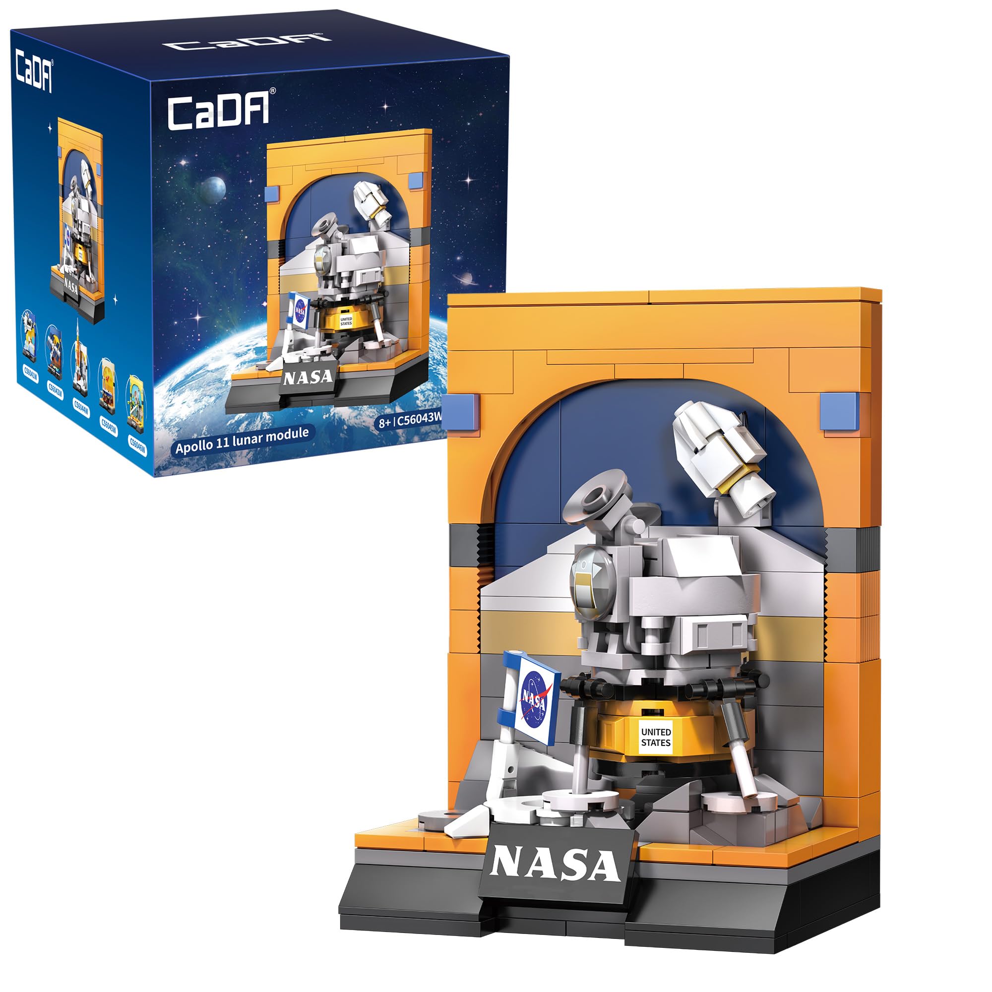 CaDA NASA Apollo 11 Lunar Module Display Scene - 206 Pieces - Self-Build Brick Building Block Model C56043W
