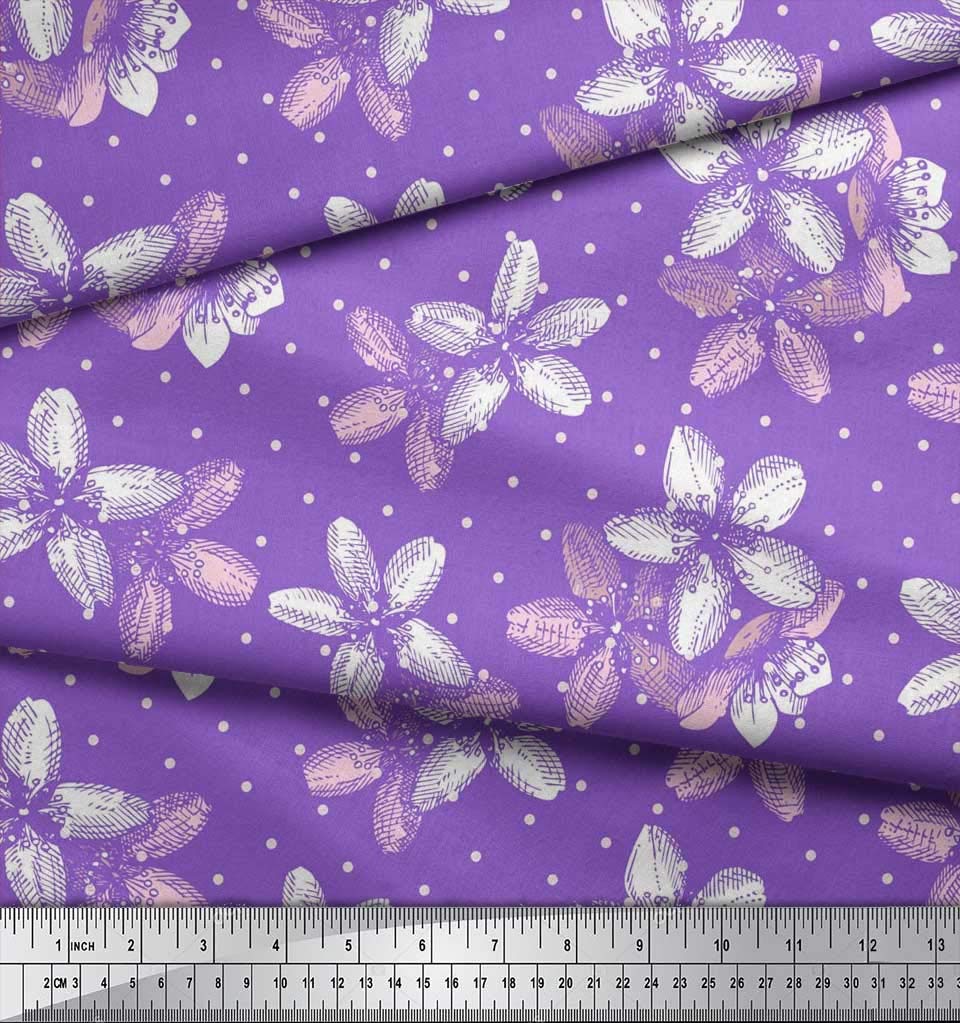 Soimoi Japan Crepe Purple Fabric - By The Yard - 42 Inch