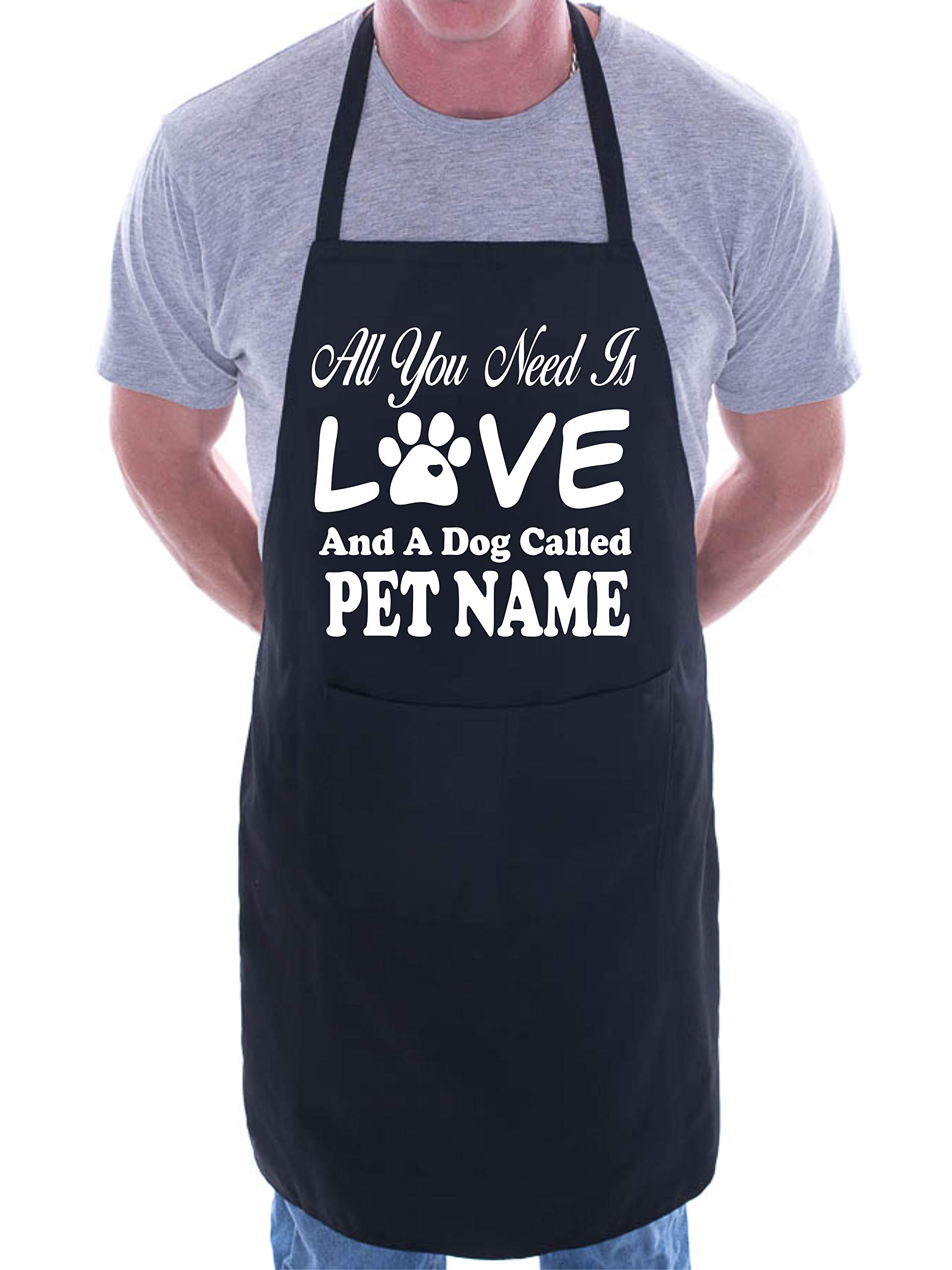 Print4U Personalised Apron Love And Dog Called Pet Name Black