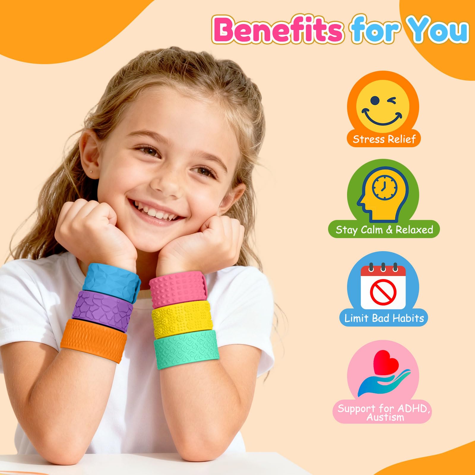 Fidget Toys Textured Slap Bracelet for Autism ADHD, Stress Relief Calm Anxiety - Image 3