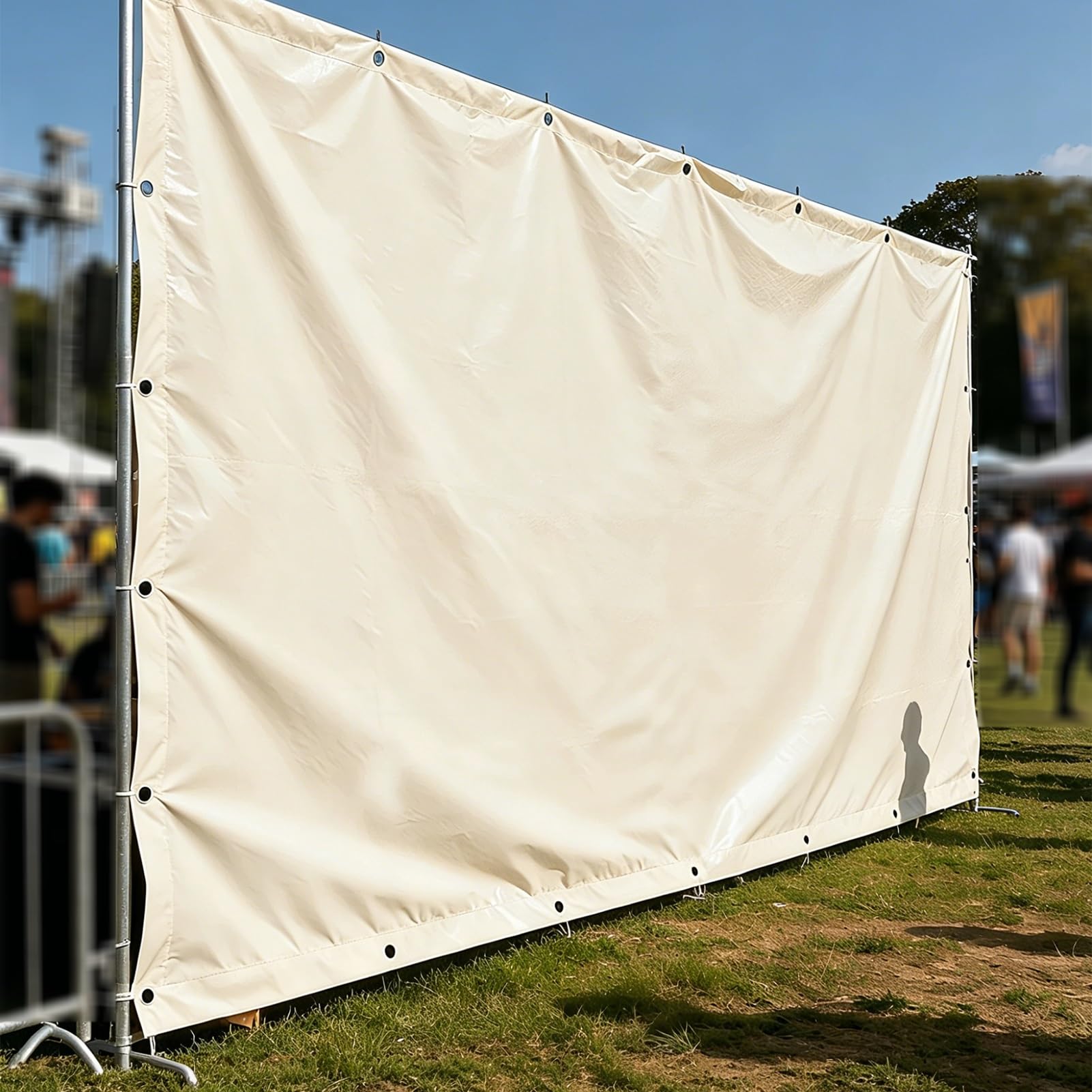 Heavy Duty Tarp with Grommets, 3x4m 4x6m 6x8m Waterproof Beige PVC Tarpaulin for Pool Cover, Firewood Storage, Plant Frost Protection, Rain Emergency(1x2m(3.3ftx6.5ft))
