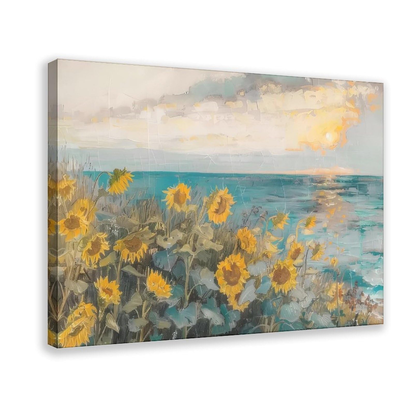 Bareronor Vintage Sunflower Field Canvas Poster for Home Decor Gift