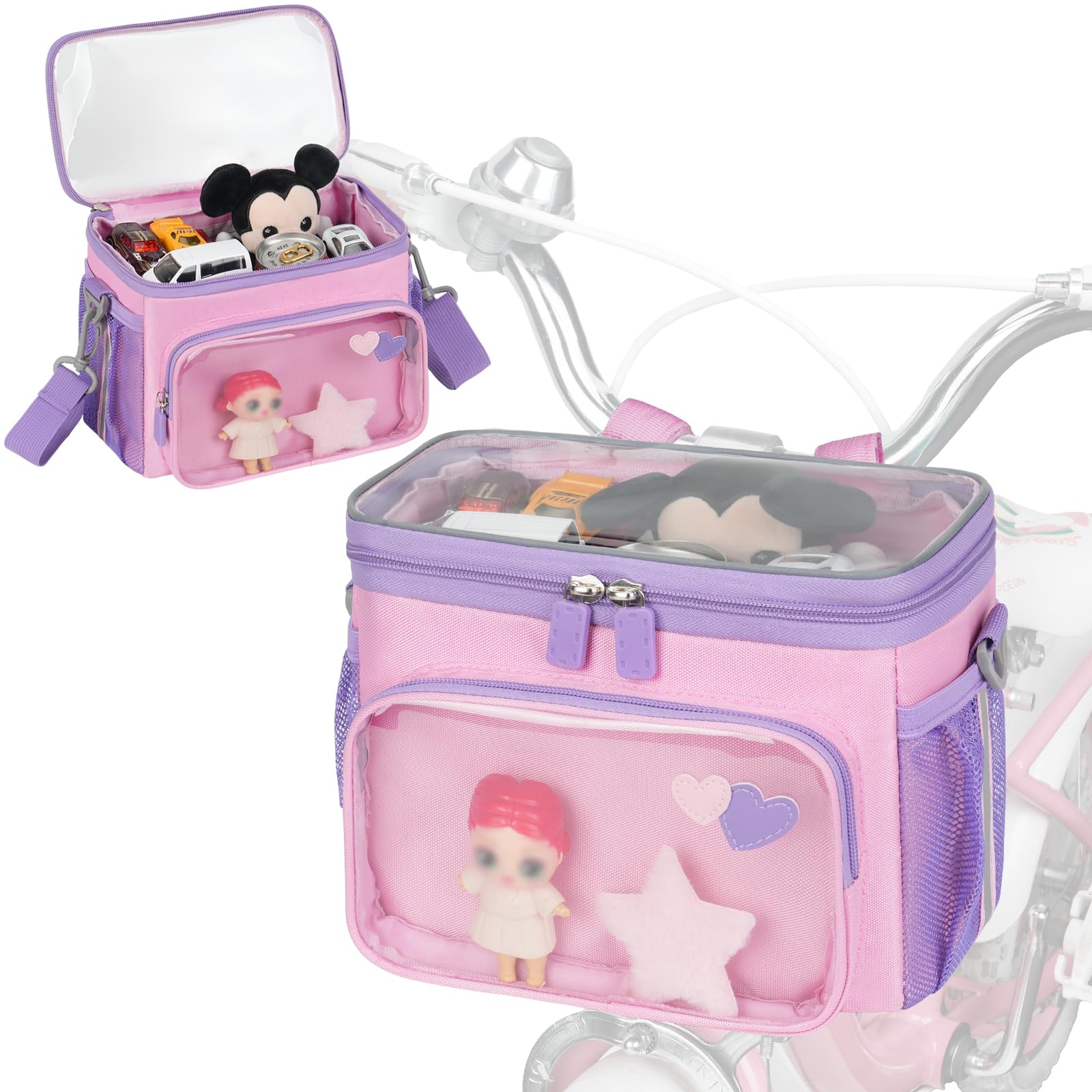Kids Bike Basket Front, Handlebar Bag for Toddler Bikes, Balance Bikes, Scooters & Trikes, Cute Small Fabric Bicycle Basket for Boys & Girls — image 1