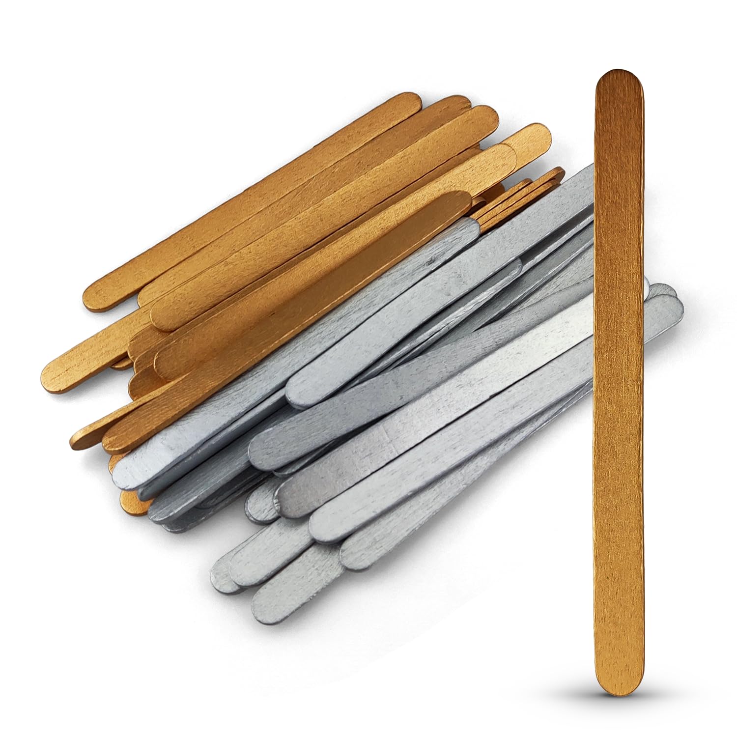 Netuno 40 Silver and Gold Wooden Sticks 11.4 cm Colored Round for Crafts Decoration and DIY