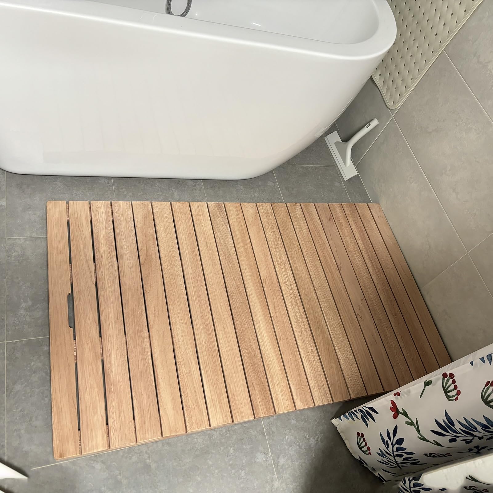 Pedana Doccia Grande Tappetino Doccia Impermeabile in Legno, 30 40 50 60 70 80 90 100 110 120 Cm Griglia di Scarico Vasca in Legno, Tavolo Doccia Antiscivolo per Esterni e Interni(30cmx20cm(11.8inx7.9