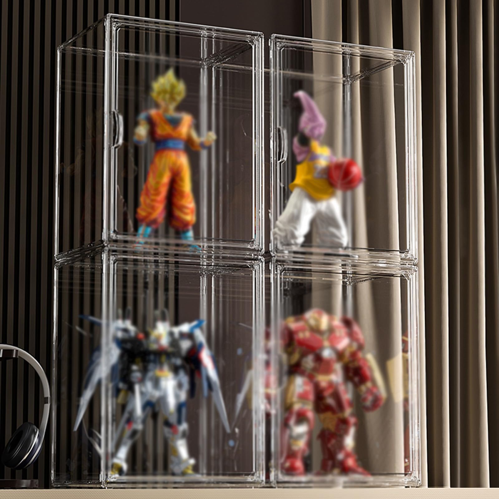 LXBAMKEA Vitrine Acrylique Cube - Base 10 Mm - Protection Anti-poussière - Pour Figurines, Jouets, Modèles - Auto-assemblage - Plusieurs Tailles