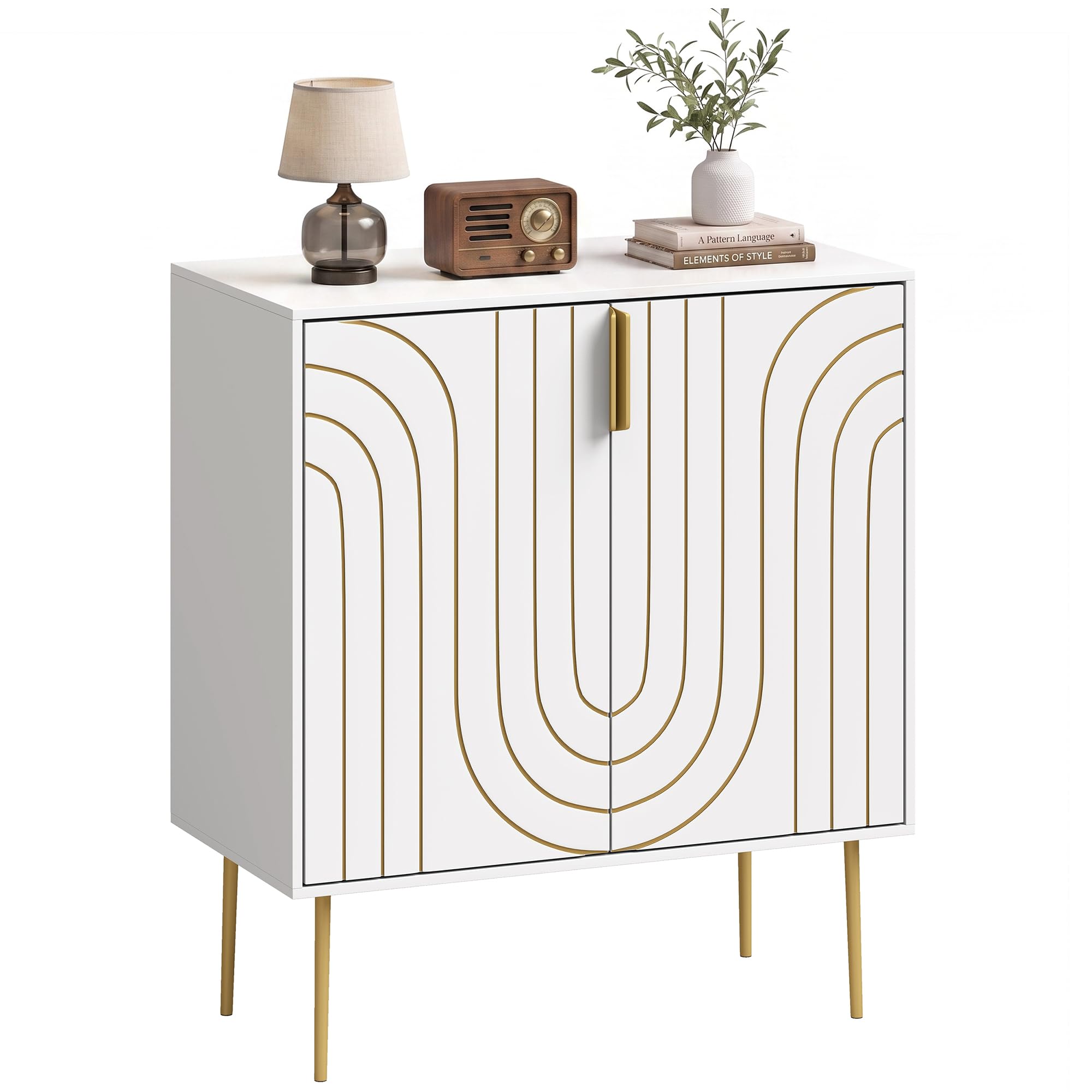 HOMCOM Storage Cabinet Cupboard 2 Doors Adjustable Shelf Sideboard White