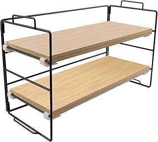 Lacusmall Desk Storage Shelf, Desk Organizer, Multipurpose Bookcase for Office, Home, Desktop Display Shelf, Desk Stand, Bookcase (Wood color, 2Tier)