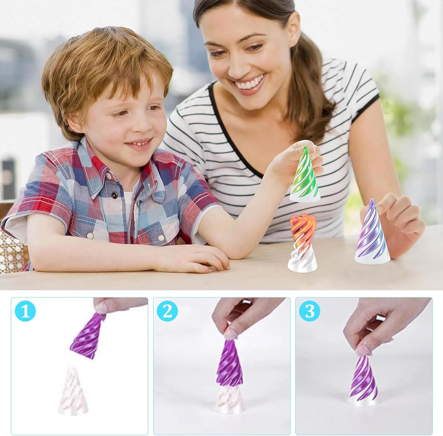 4 PCS Fidget Toys, 3D Printed Fidget Toy, 3D Printed Toys, Impossible Cone, for Home Office Decoration and Gifts - Image 4