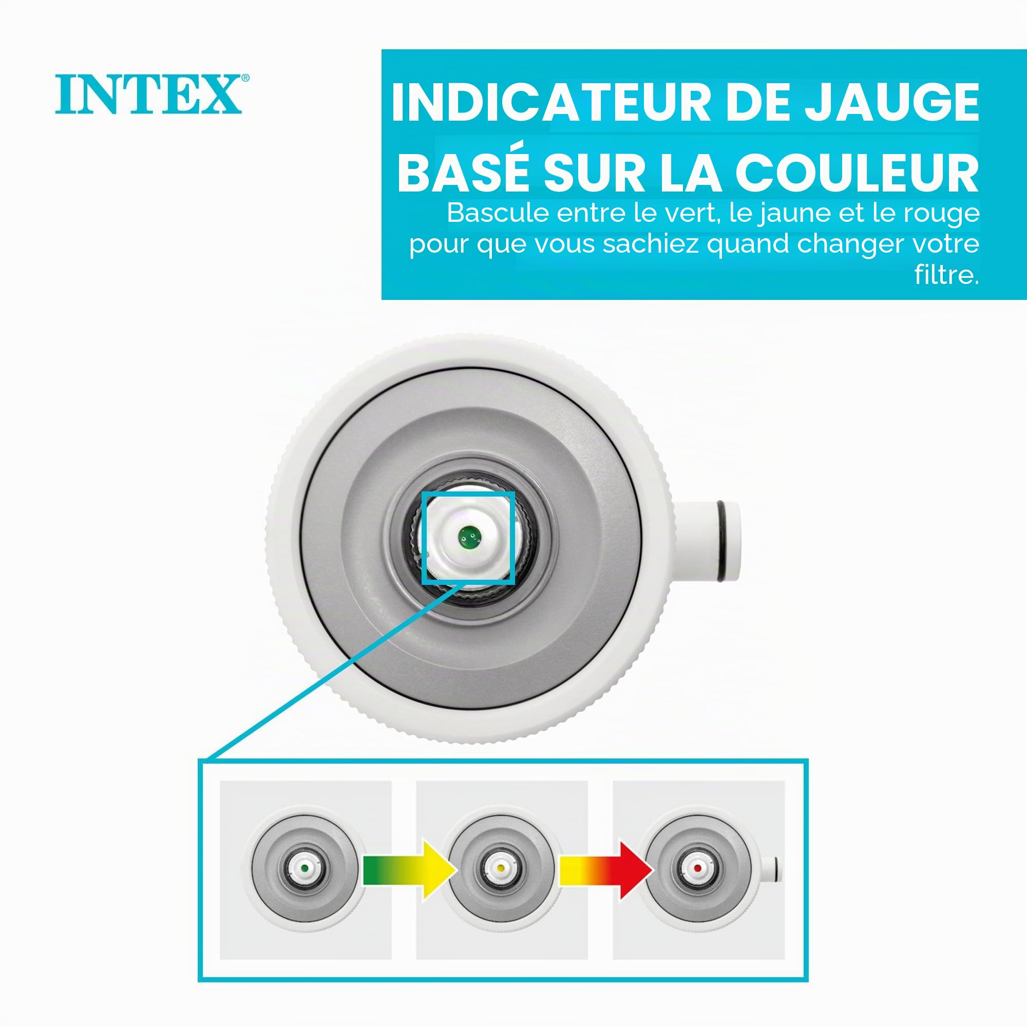 INTEX Krystal C1000 Pompe de filtration à cartouche transparente pour piscine hors sol : débit de la pompe 1000 GPH – Circulation et filtration améliorées – Installation facile – Clarté améliorée de