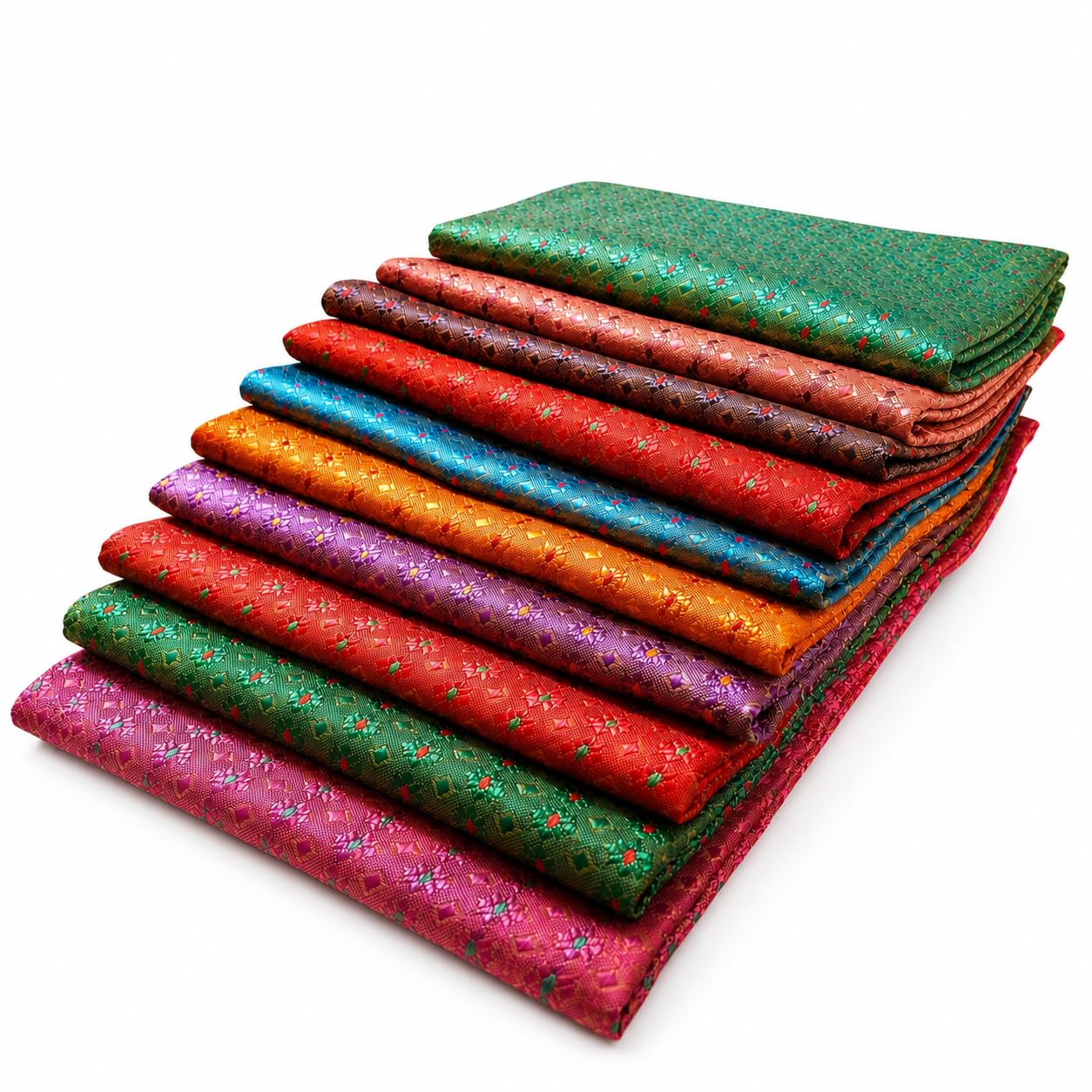 house of kesari Women's Jacquard Unstitched 1 Meter Blouse Piece Pack of 10 | Blouse Piece Combo Set for Gifting-picture-24