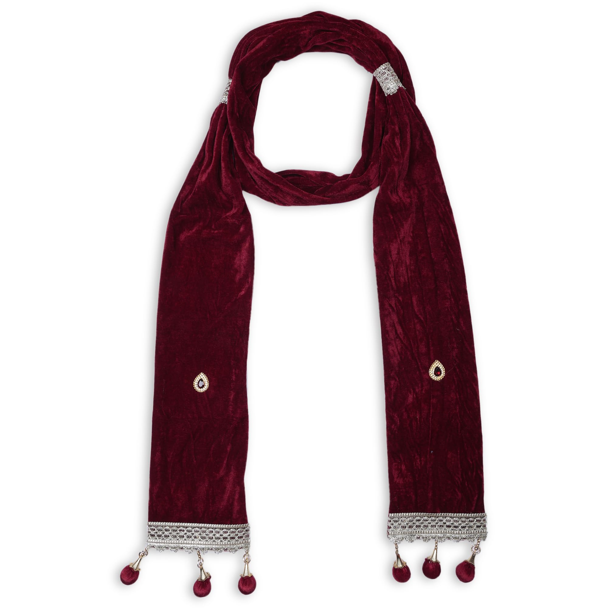 Men's Fancy Velvet Sherwani Shawl/Dupatta for Groom's Wedding (Maroon)