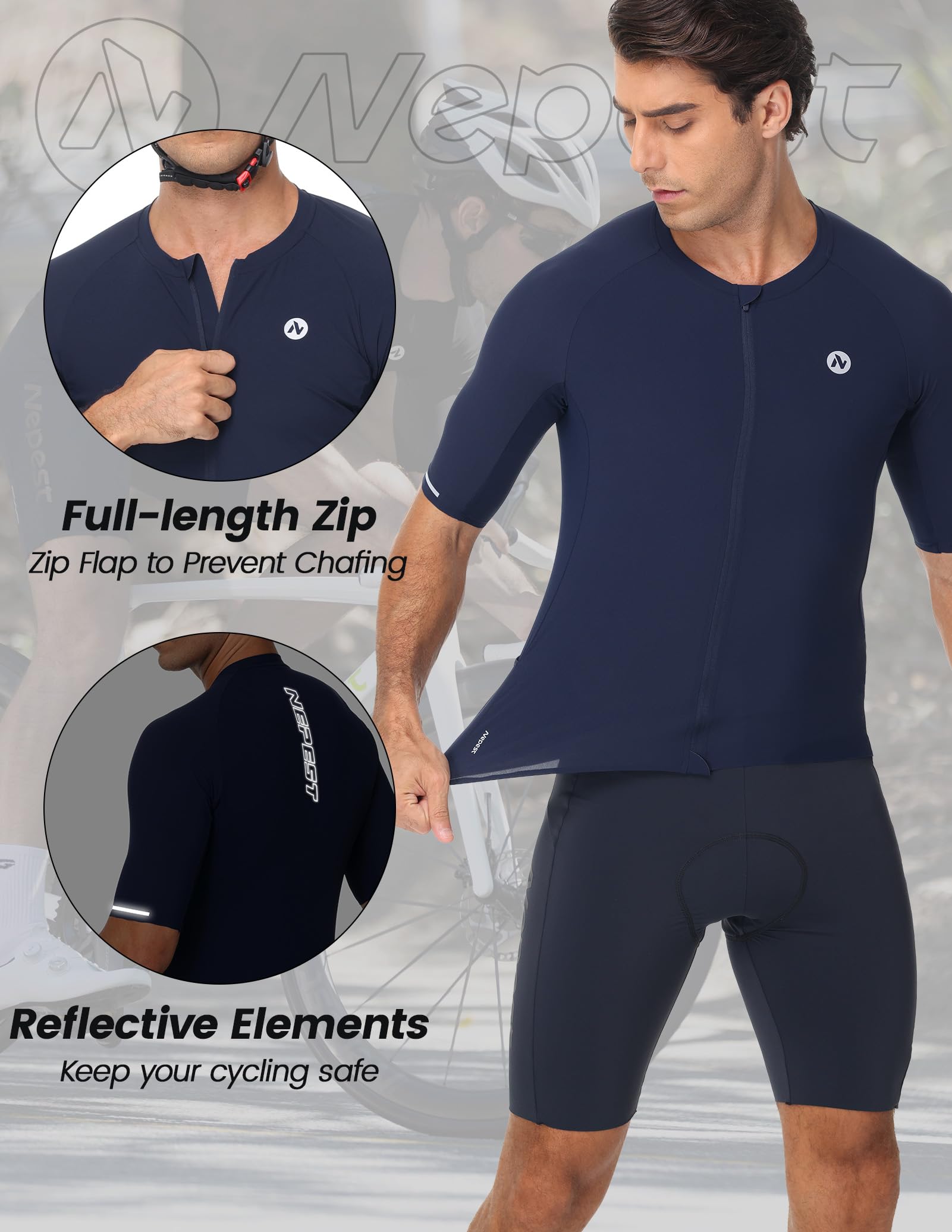 Nepest Maillot Cyclisme Homme Manches Courtes Tenue Cycliste Respirant Séchage Rapide Velo T-Shirt Adapté Au VTT Et Au Vélo De Route